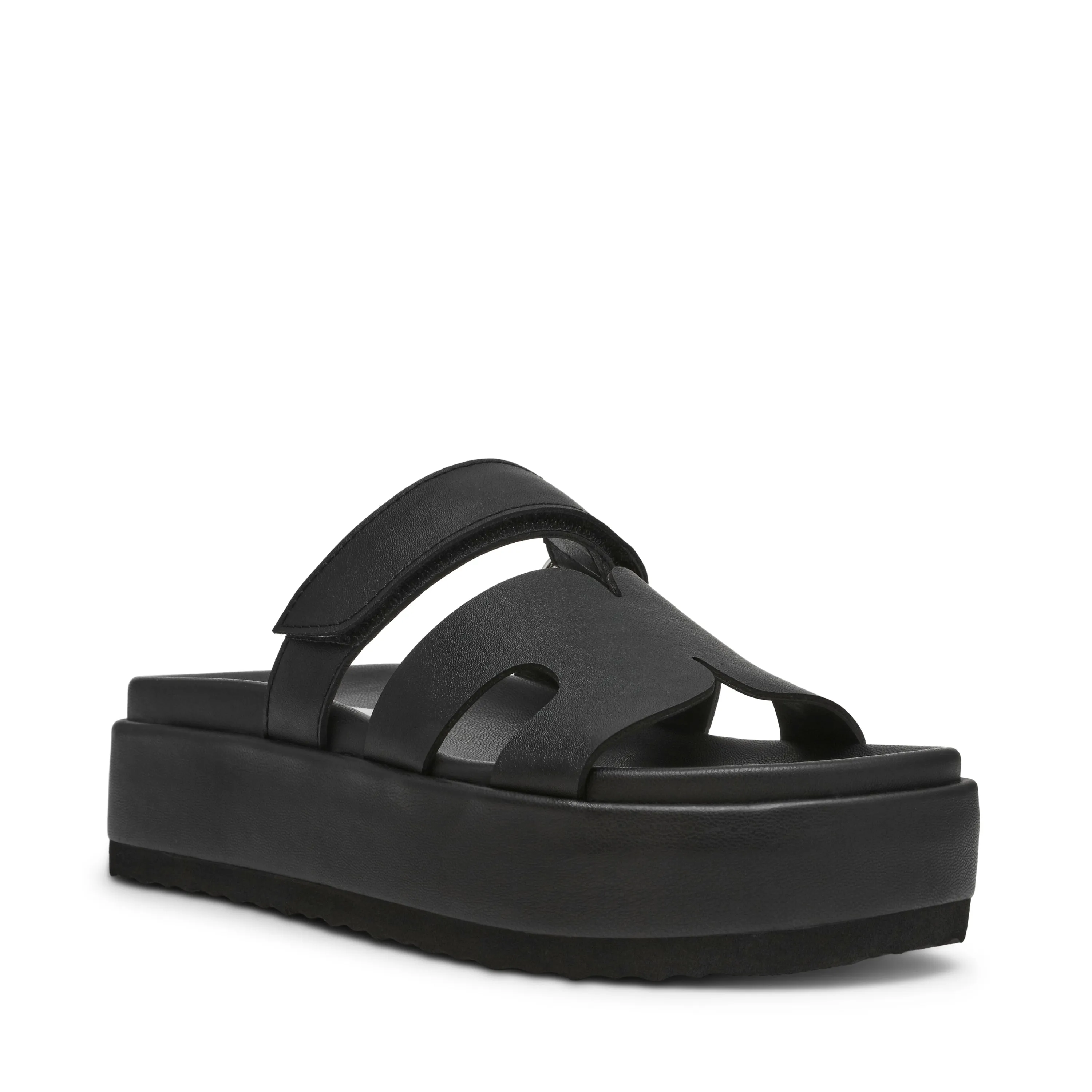 BIGMISSILE BLACK ACTION LEATHER SANDALS