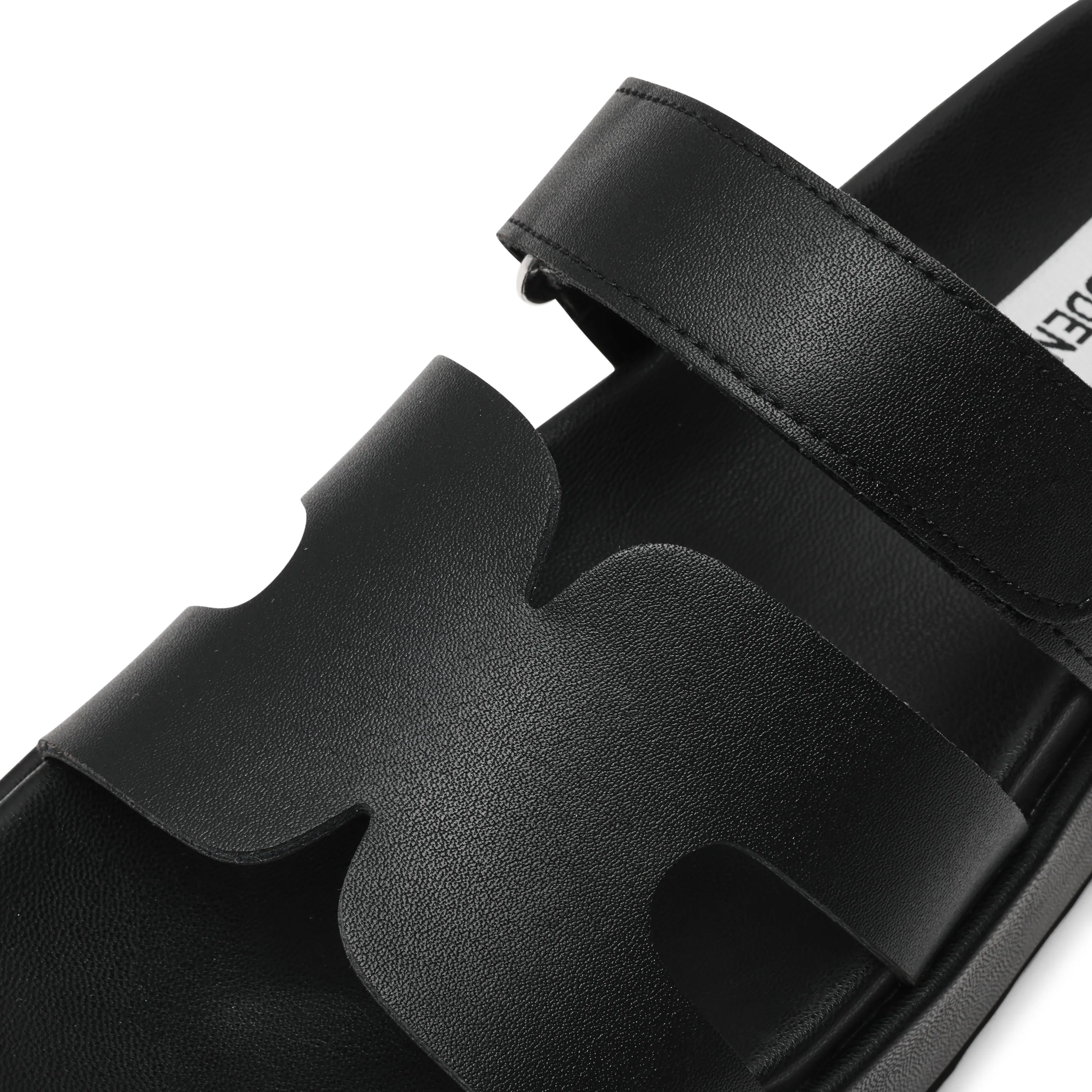 BIGMISSILE BLACK ACTION LEATHER SANDALS