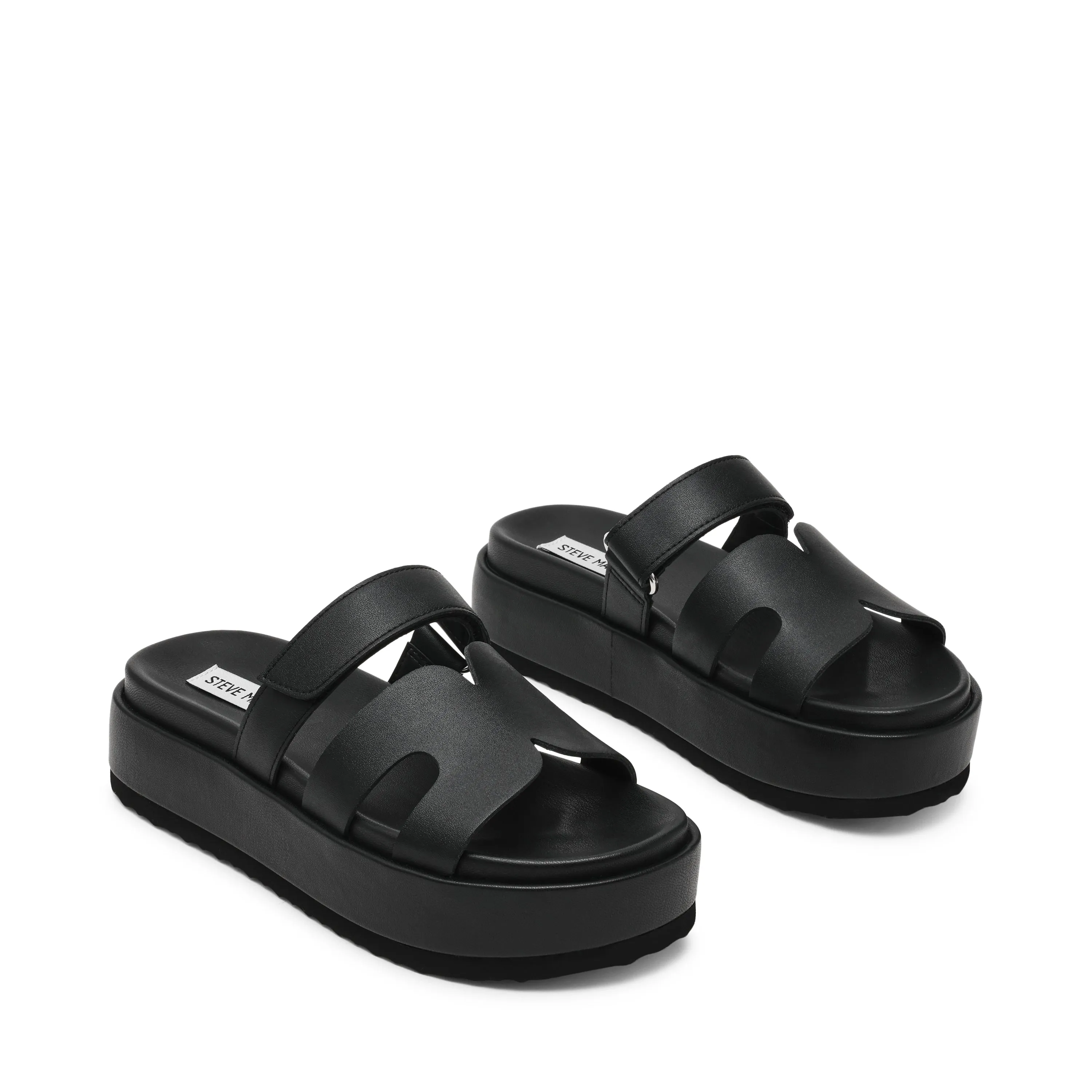 BIGMISSILE BLACK ACTION LEATHER SANDALS