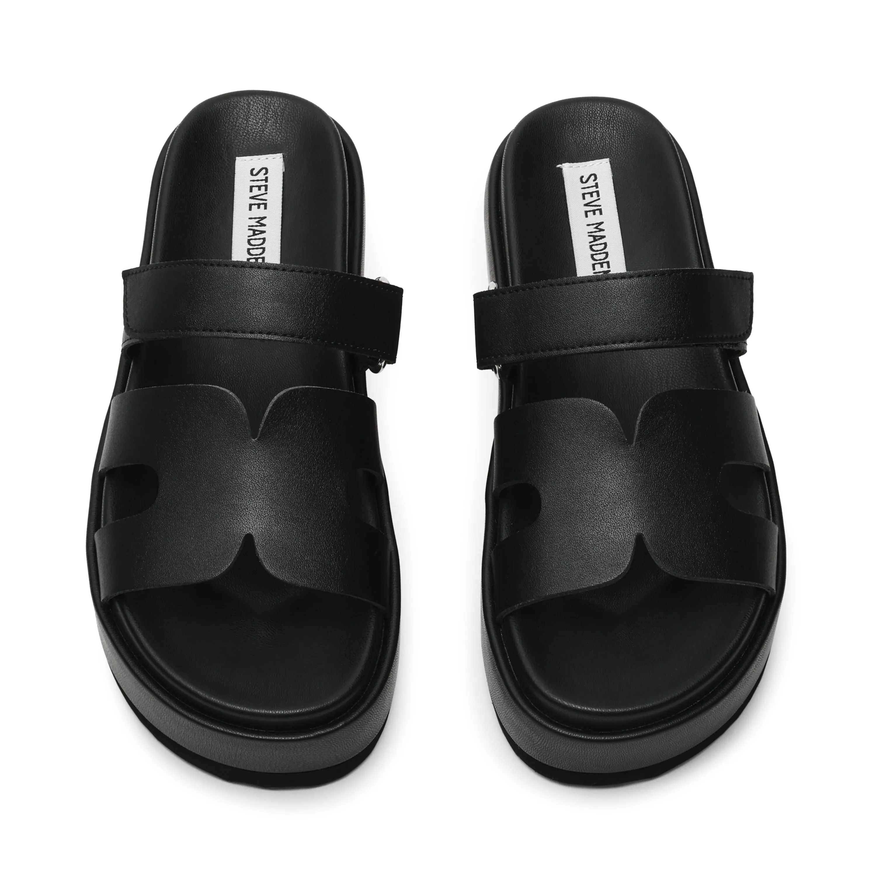 BIGMISSILE BLACK ACTION LEATHER SANDALS