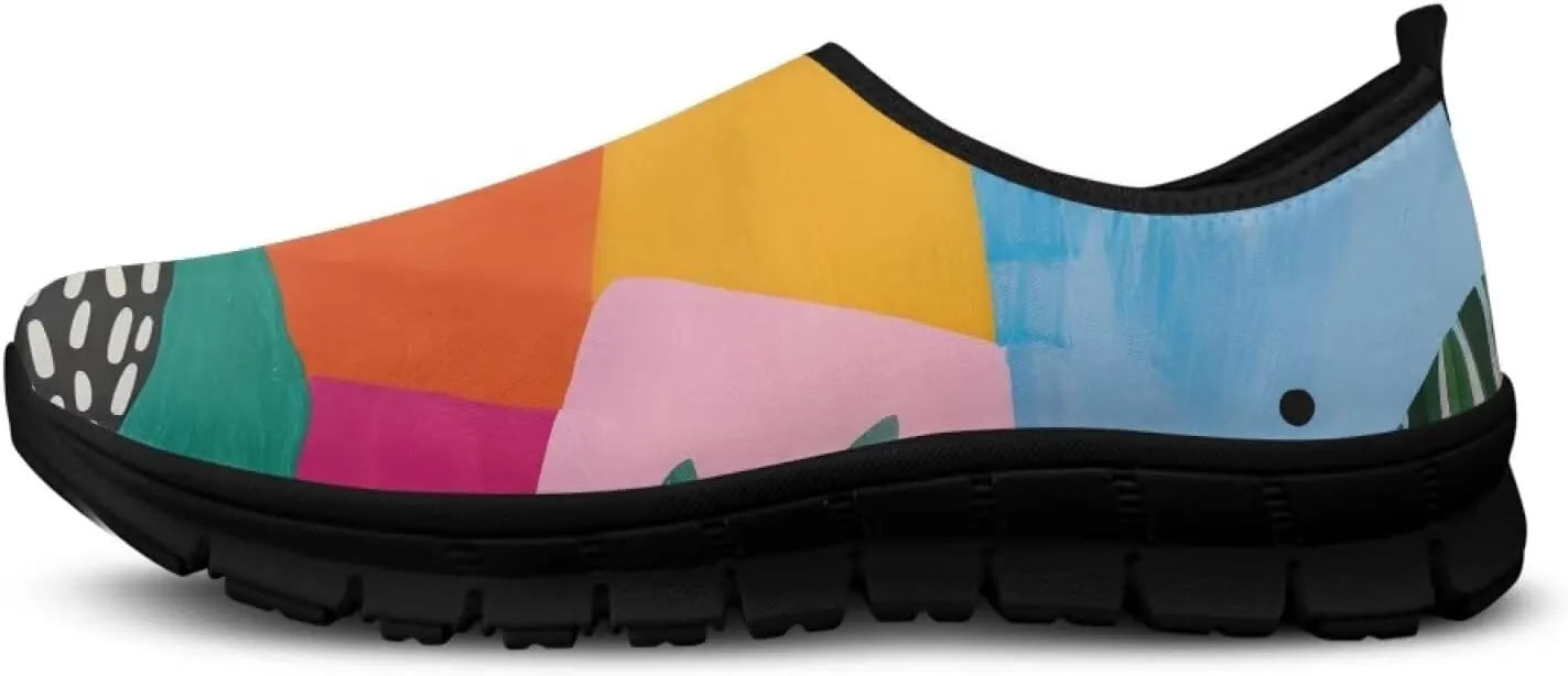 Binienty Slip on Barefoot Shoes Women Low Cut Platform Loafers Fashion Mesh Kint Walking Shoes with EVA Sole
