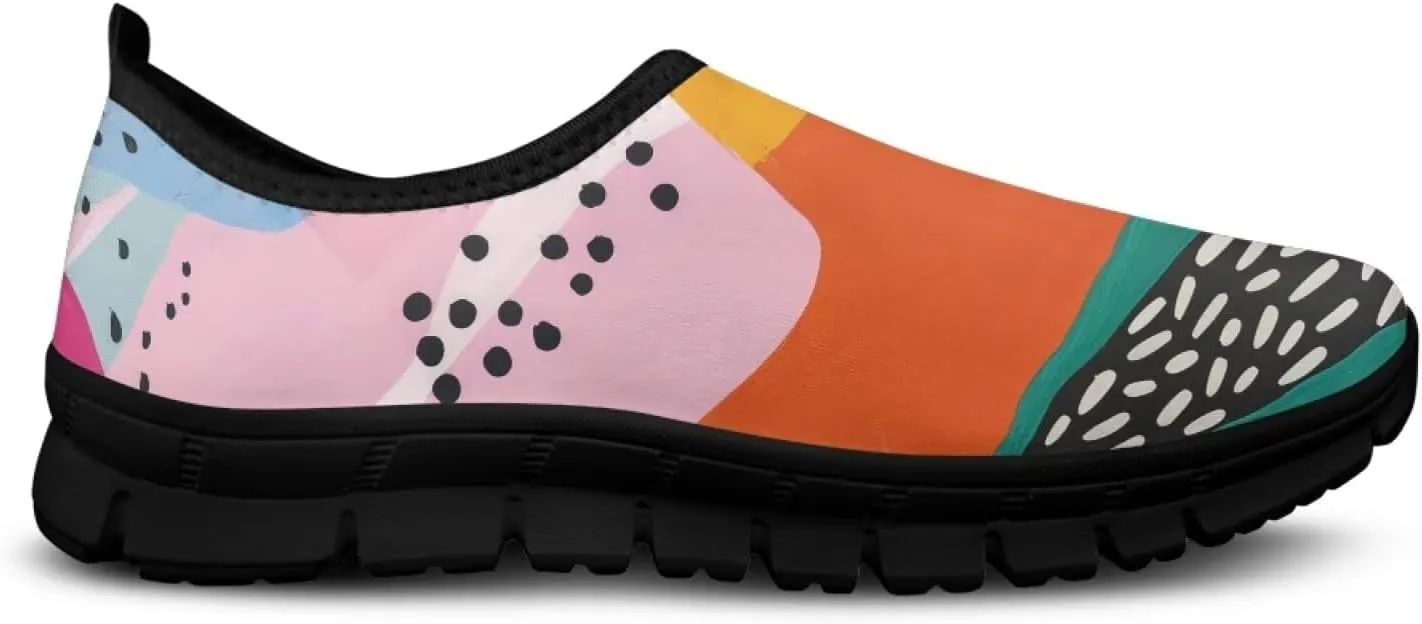 Binienty Slip on Barefoot Shoes Women Low Cut Platform Loafers Fashion Mesh Kint Walking Shoes with EVA Sole