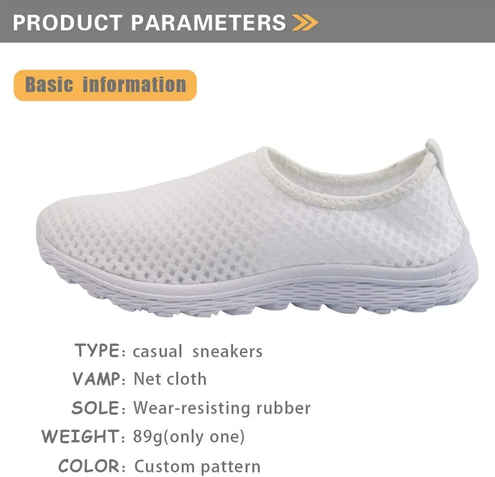 Binienty Unisex Printed Trainers Gym Running Shoes Lightweight Slip-On Walking Sneakers for Women Men