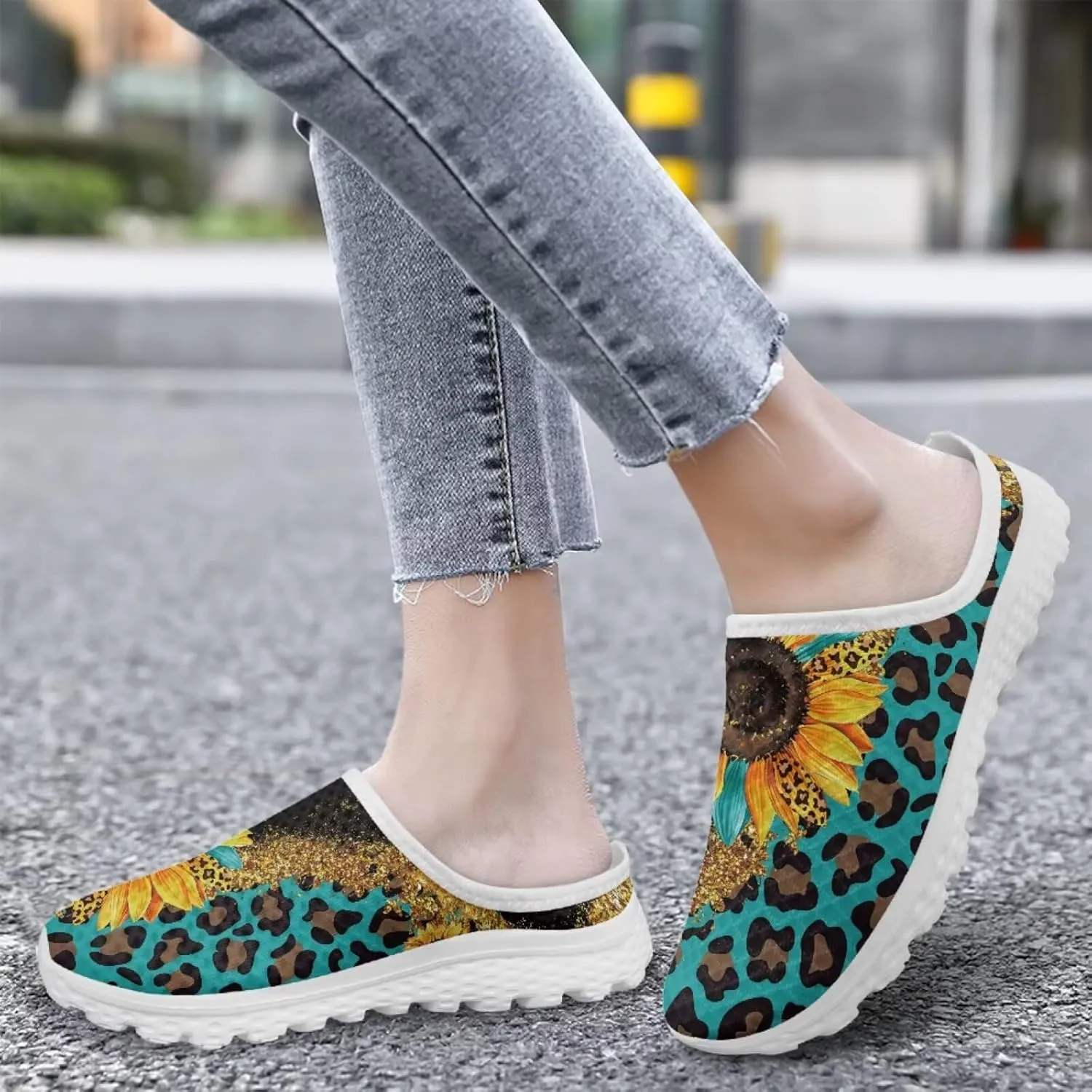 Binienty Women Mules Sneakers Slip On Mesh Garden Shoes with Arch Support Lightweight Memory Foam Minimalist Walking Shoes