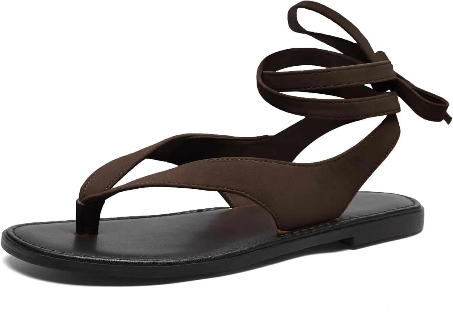 Black Ankle Strappy Thong Sandals for Women Cute Suede Flat Sandals Ladies Summer Dressy Beach Flip Flops Sandals