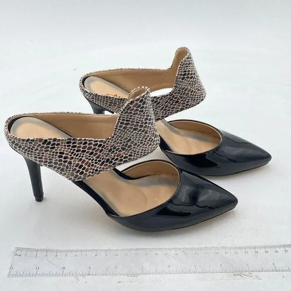 Black Women Sexy Stiletto Heels Mule Strappy Slip On Pointed Toe Dress Sandals