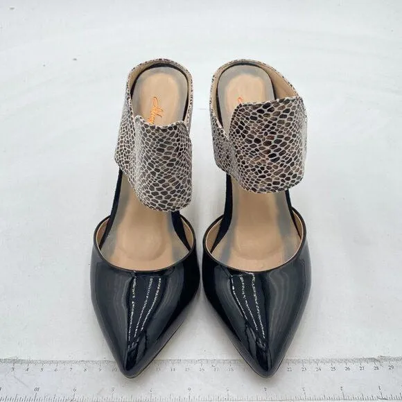 Black Women Sexy Stiletto Heels Mule Strappy Slip On Pointed Toe Dress Sandals
