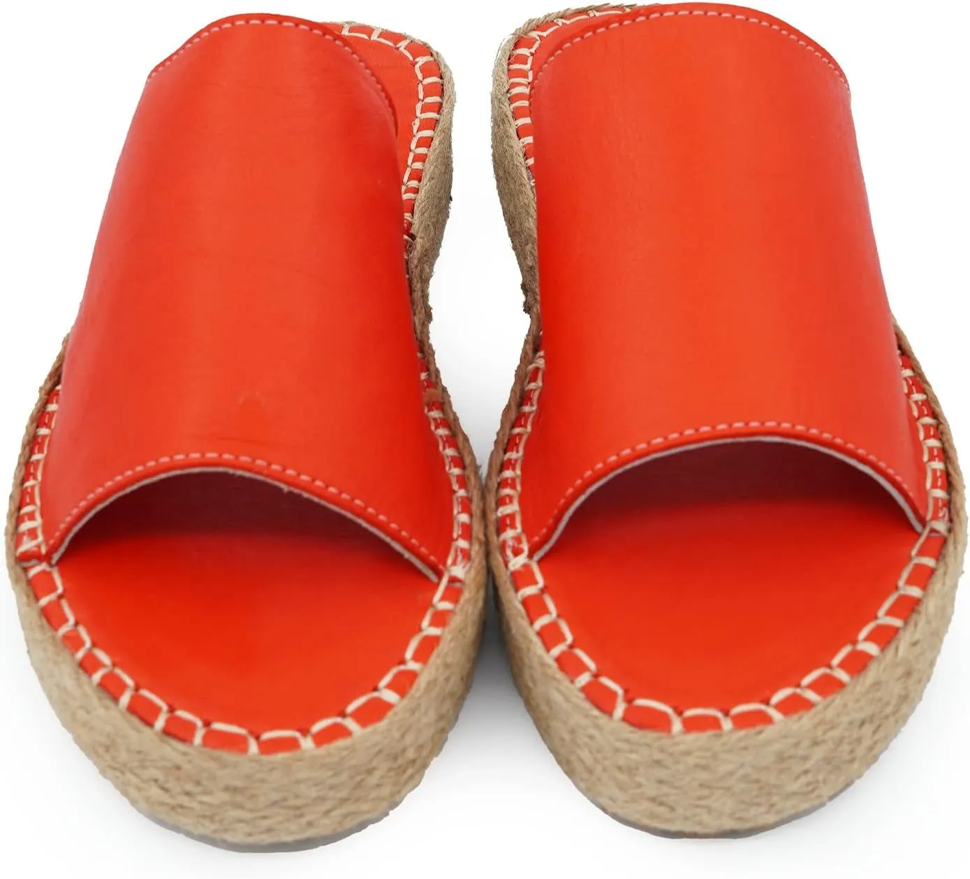Bonateks Women's Modern Wedge Sandal, Orange, 6