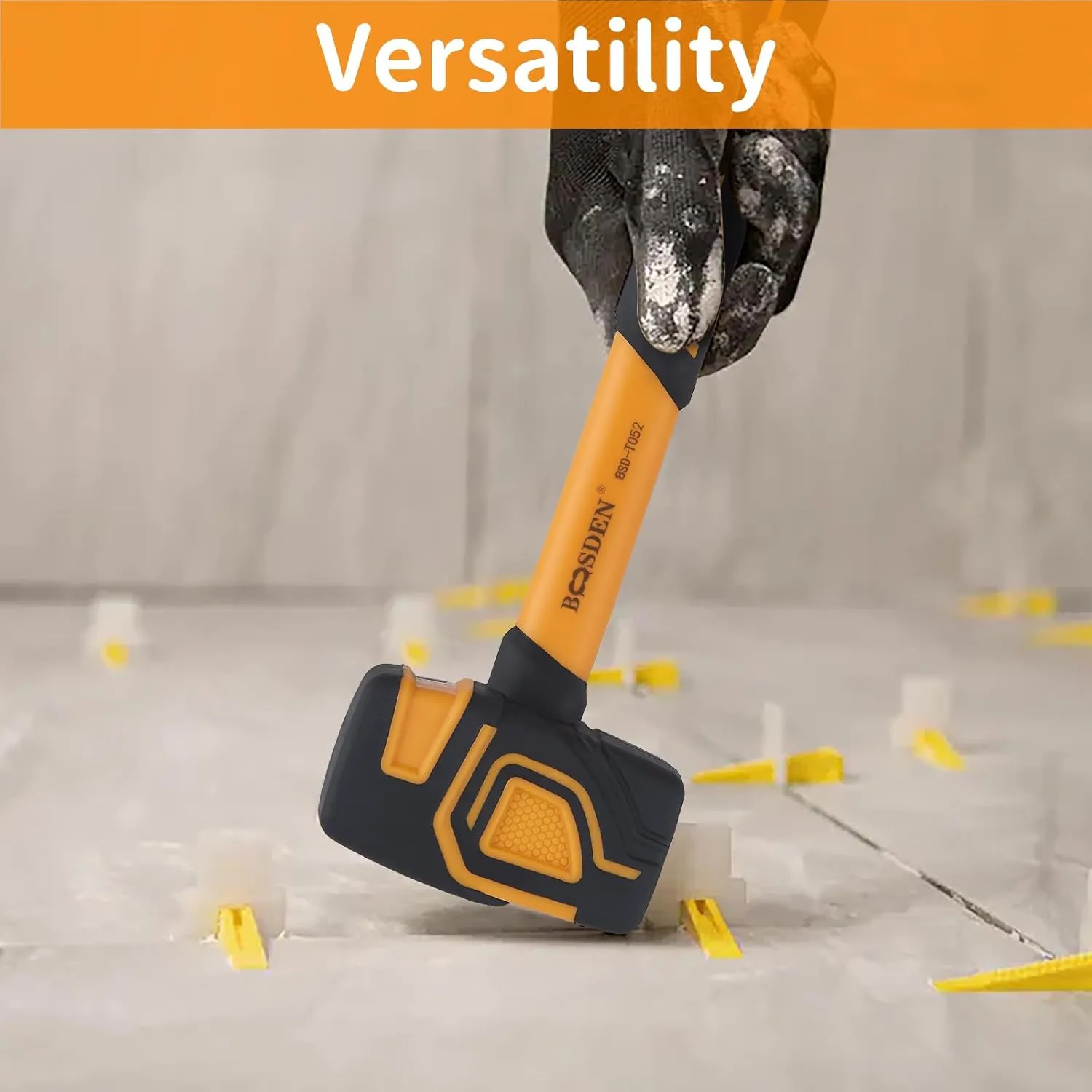 BOOSDEN Rubber Mallet, 10 oz Rubber Mallet Hammer, Rubber Hammer with Hook, Mallet Hammer with Solid Head & Ergonomic Grip Handle, Soft Face Hammer, No Damage for Flooring, Woodworking and Camping