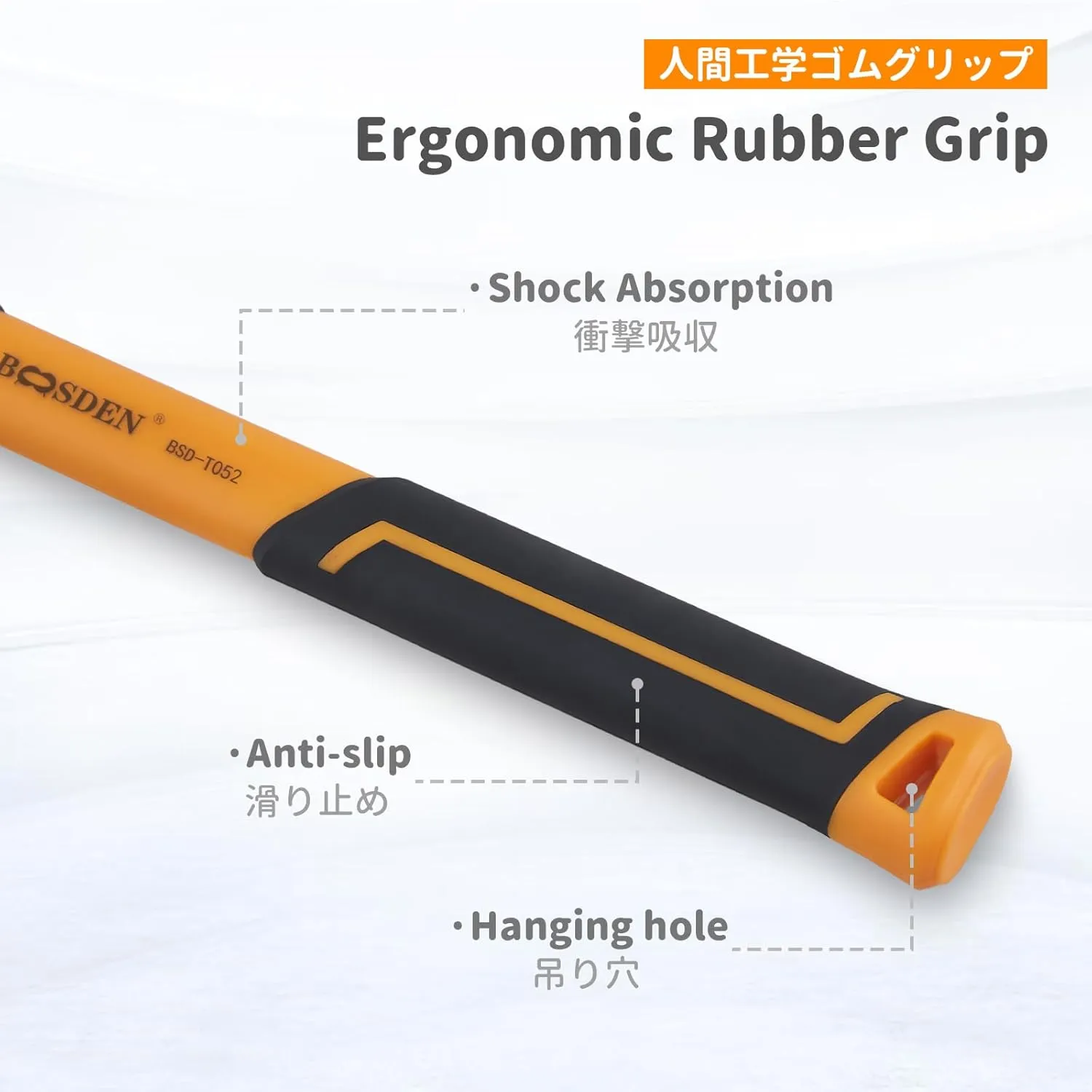 BOOSDEN Rubber Mallet, 10 oz Rubber Mallet Hammer, Rubber Hammer with Hook, Mallet Hammer with Solid Head & Ergonomic Grip Handle, Soft Face Hammer, No Damage for Flooring, Woodworking and Camping