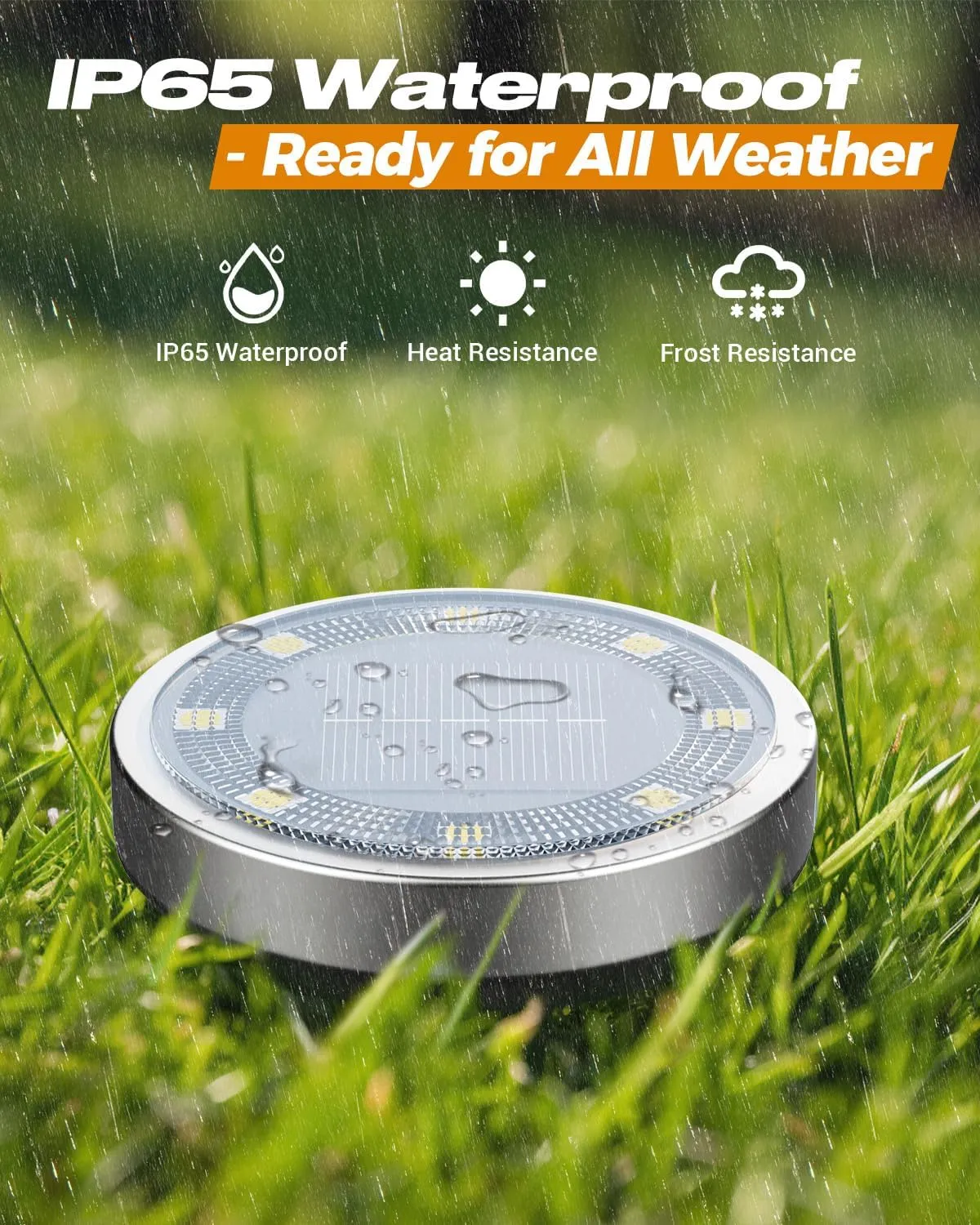 btfarm 16 Pack Solar Ground Lights Outdoor, 8 LED Solar Disc Lights IP65 Waterproof Flat Solar Lights, Pathway Lights Solar Powered for Garden Lawn Patio Yard Path Landscape, Blue