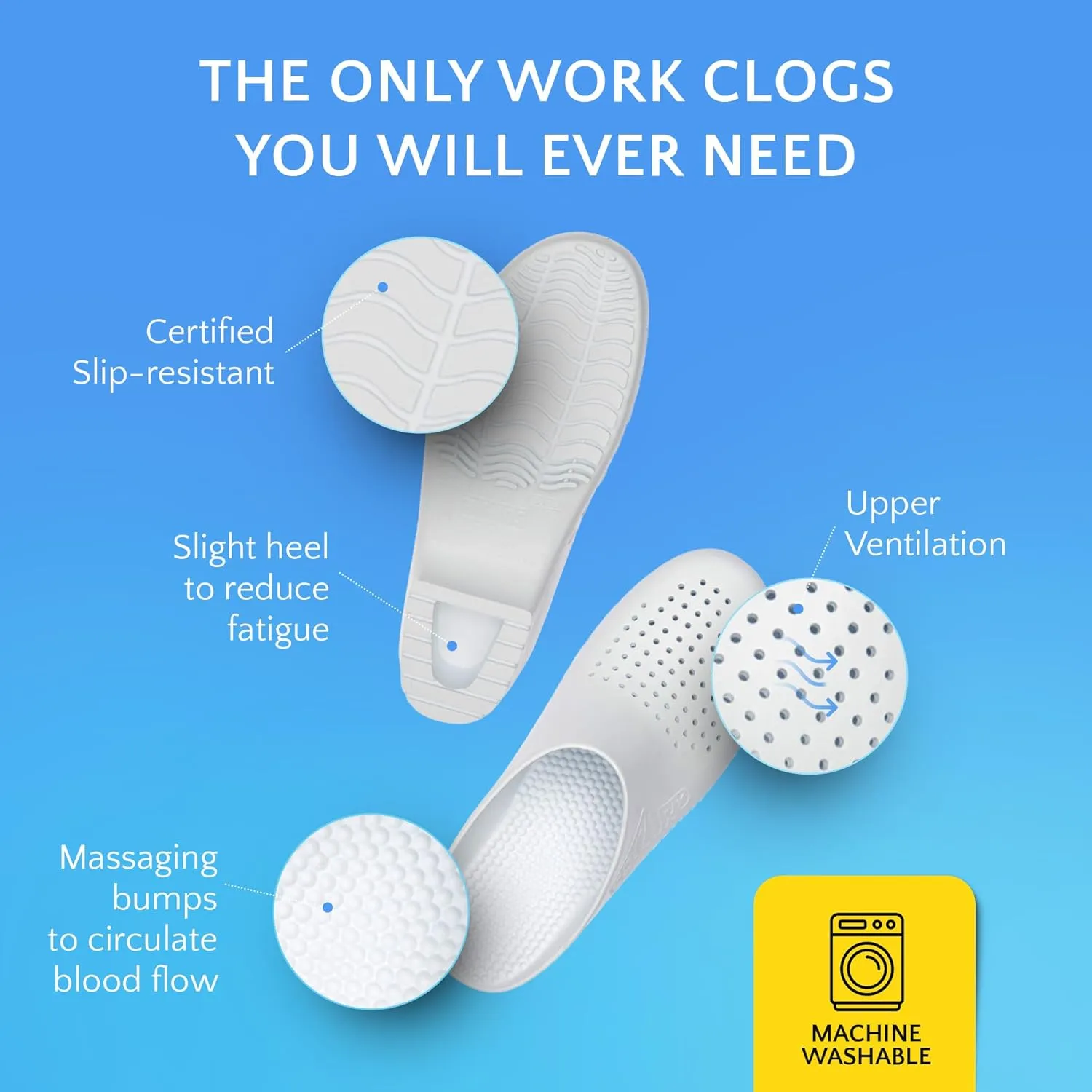 CALZURO Classic Work Clogs with Holes - Unisex Work Clogs for Women and Men - Non Slip Shoes - Autoclavable Rubber Kitchen Shoes and Nursing Clogs