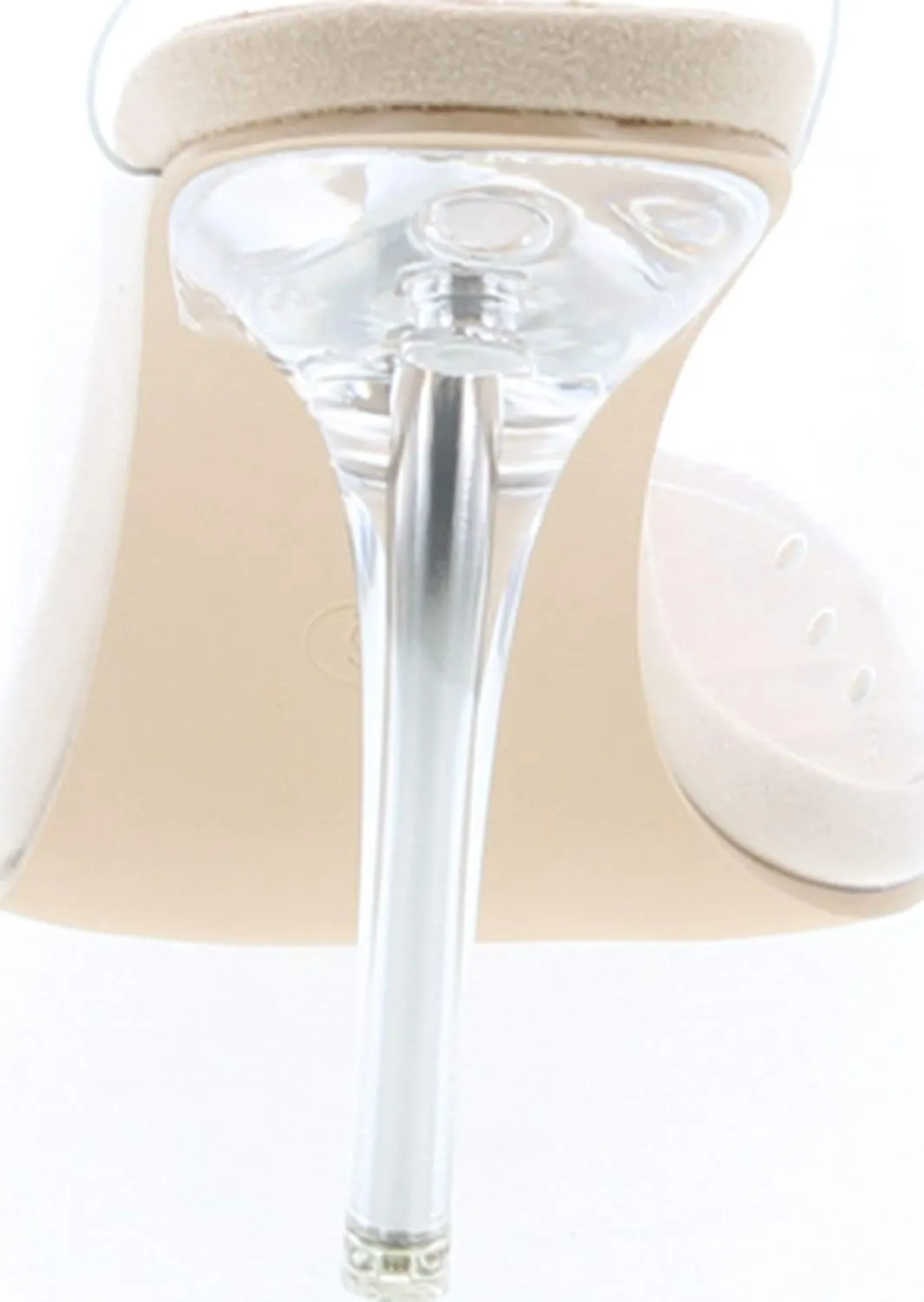 Cape Robbin Allure Lucite Clear PVC Mules Open Toe Stiletto Heel Pumps Nude