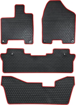Car Floor Mat Custom Fit for Honda Pilot 2016-2022 Black Red Rubber Auto Liner Mats All Weather Protection Odorless (No Elite Models)