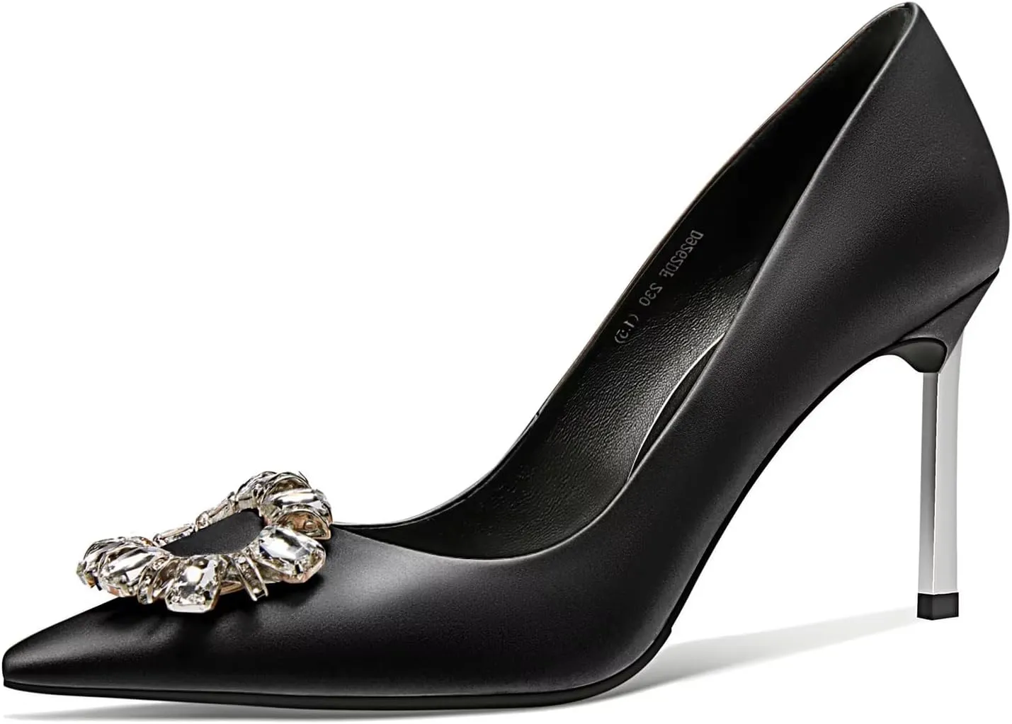 Castamere Women Stiletto High Heel Slip-on Pointed Toe Pumps Diamond Crystal Satin Wedding Prom 3.3 Inches Heels B1