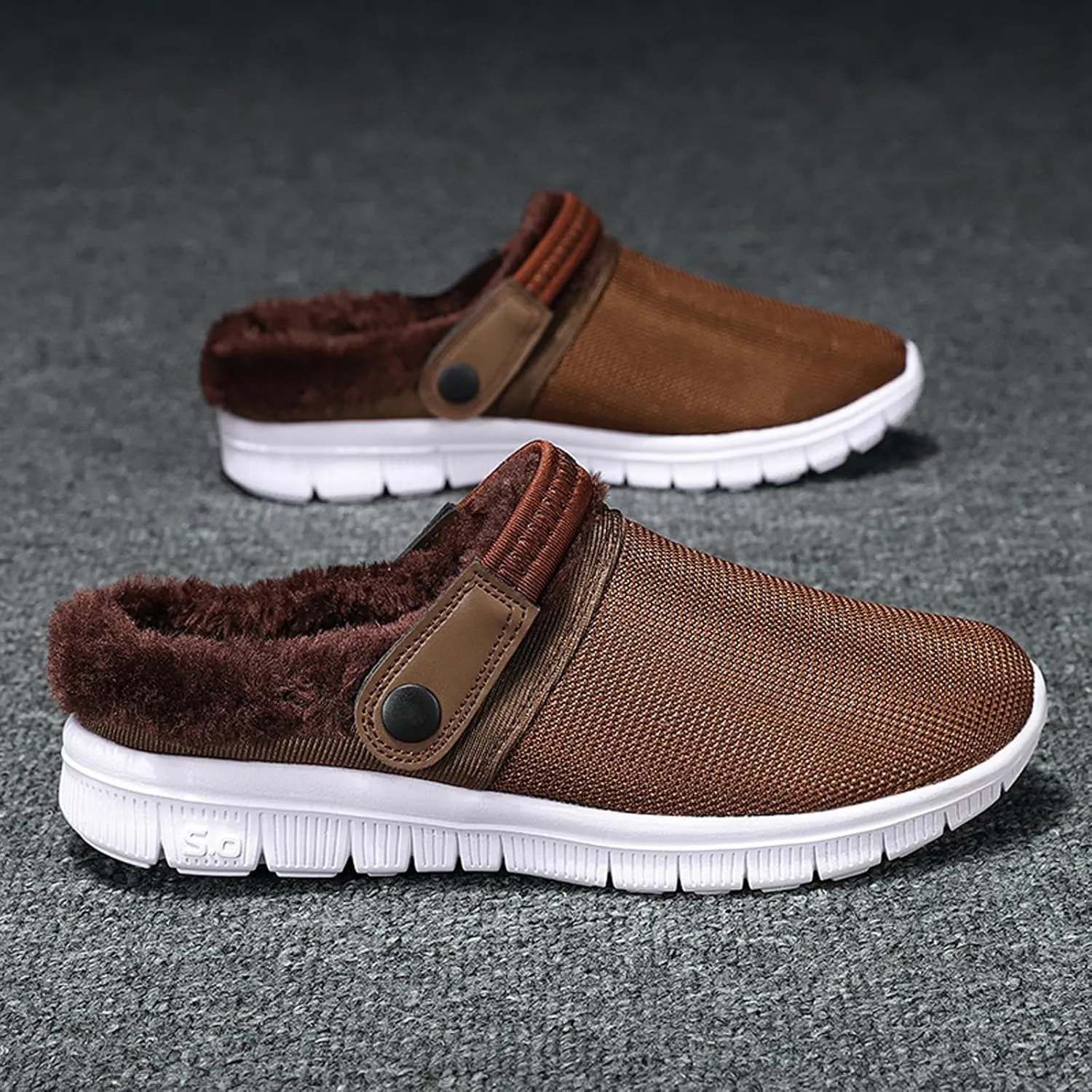 CERYTHRINA Men's Women's Fur Lined Clogs Warm Winter Garden Shoes Indoor Outdoor Slip-on Walking Slippers