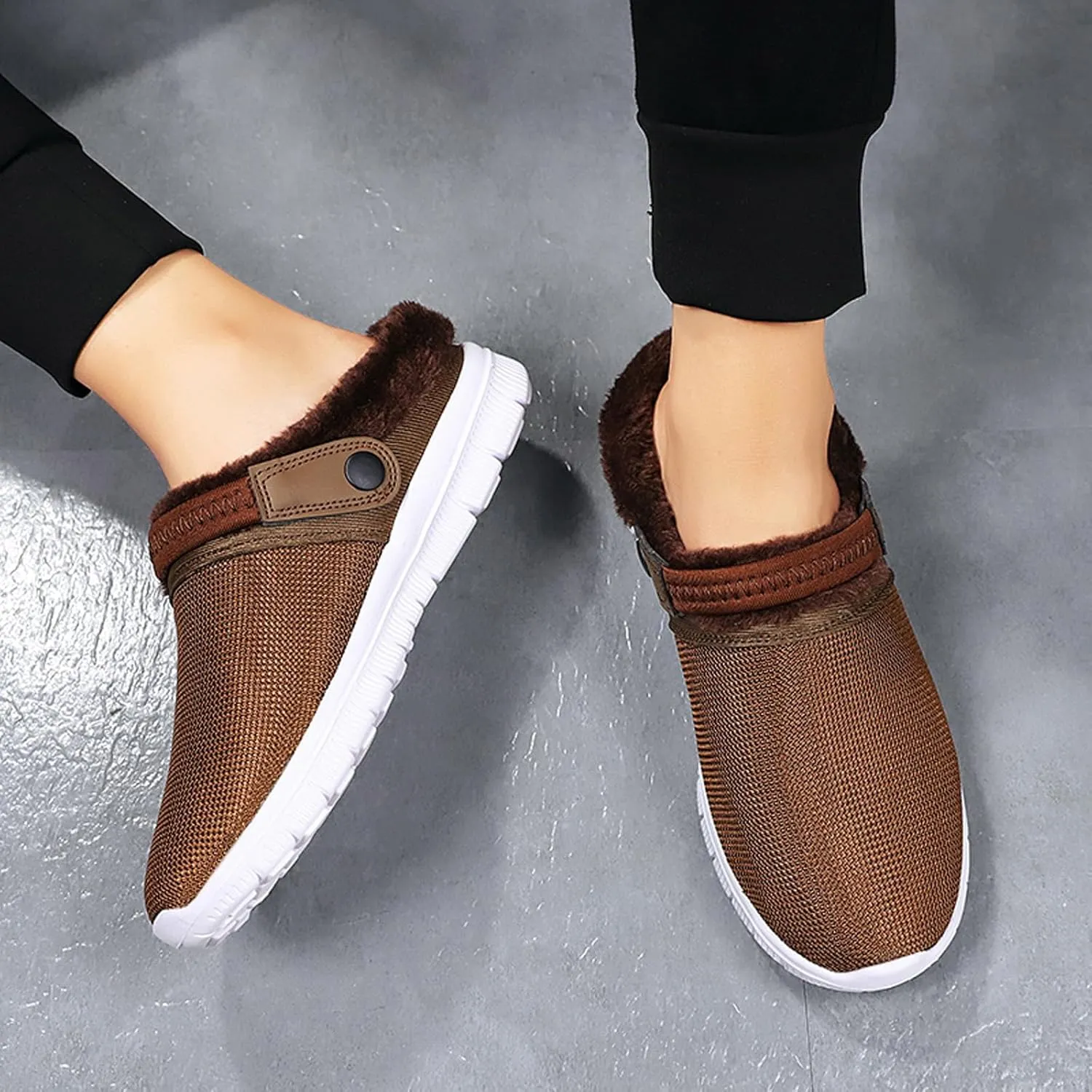 CERYTHRINA Men's Women's Fur Lined Clogs Warm Winter Garden Shoes Indoor Outdoor Slip-on Walking Slippers