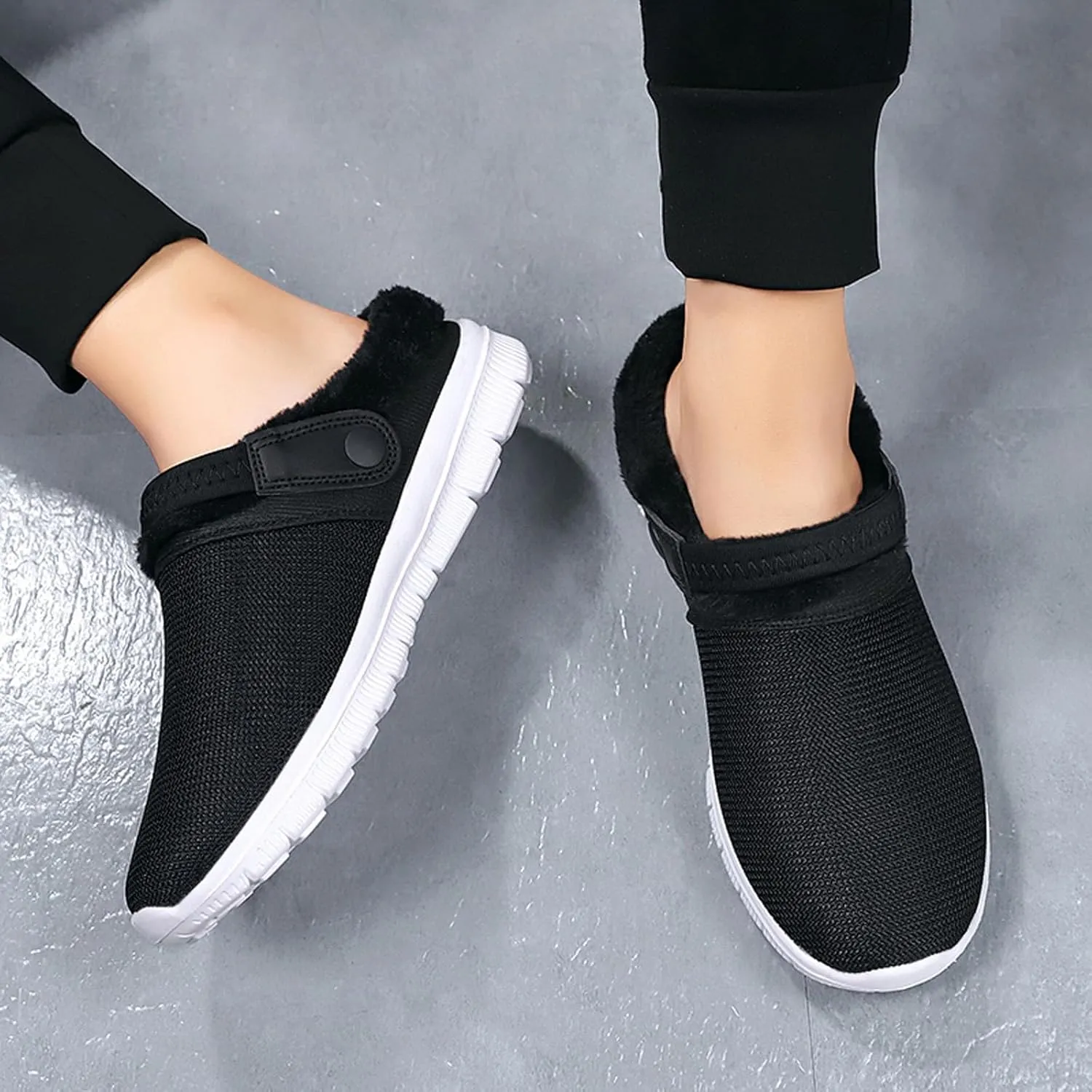 CERYTHRINA Men's Women's Fur Lined Clogs Warm Winter Garden Shoes Indoor Outdoor Slip-on Walking Slippers
