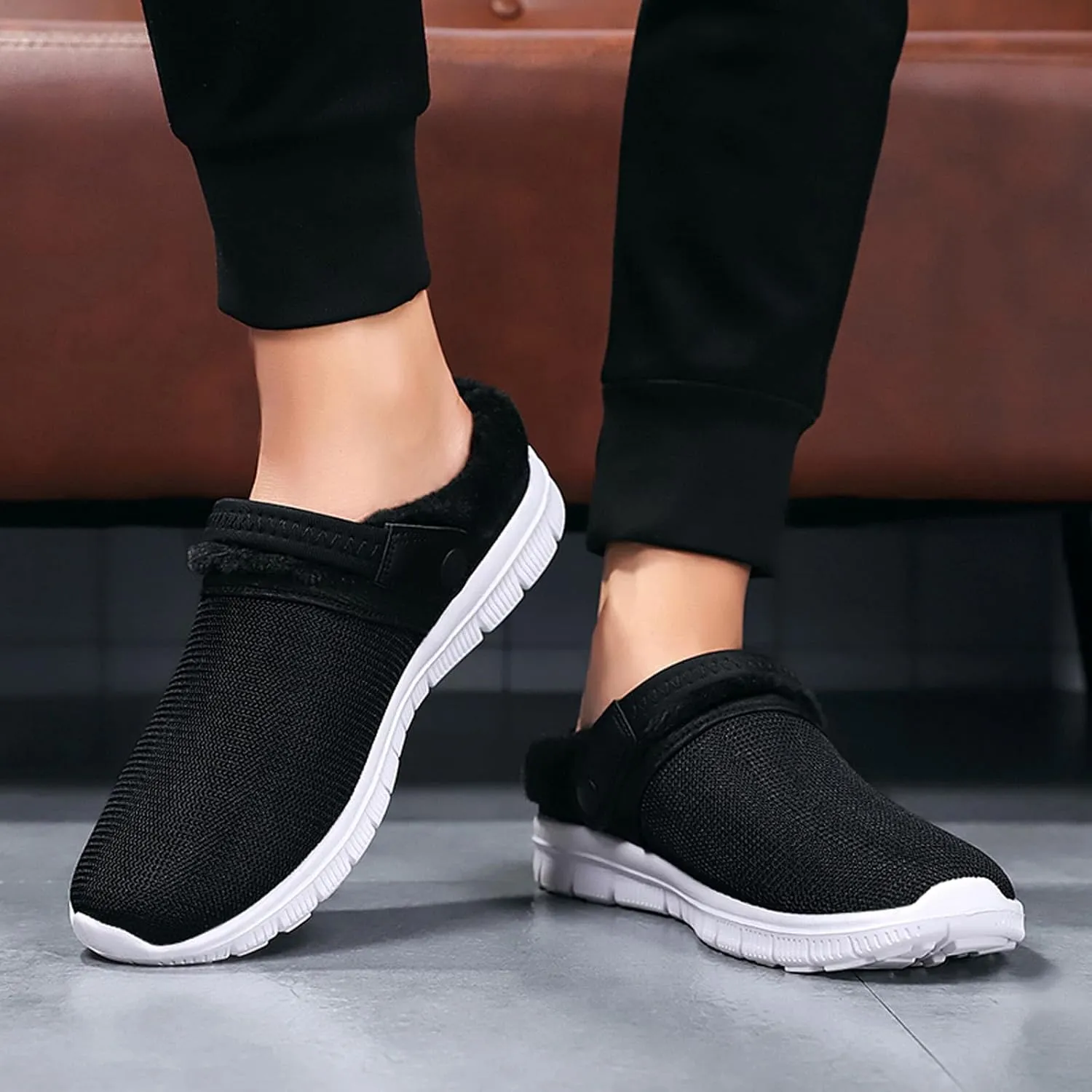 CERYTHRINA Men's Women's Fur Lined Clogs Warm Winter Garden Shoes Indoor Outdoor Slip-on Walking Slippers
