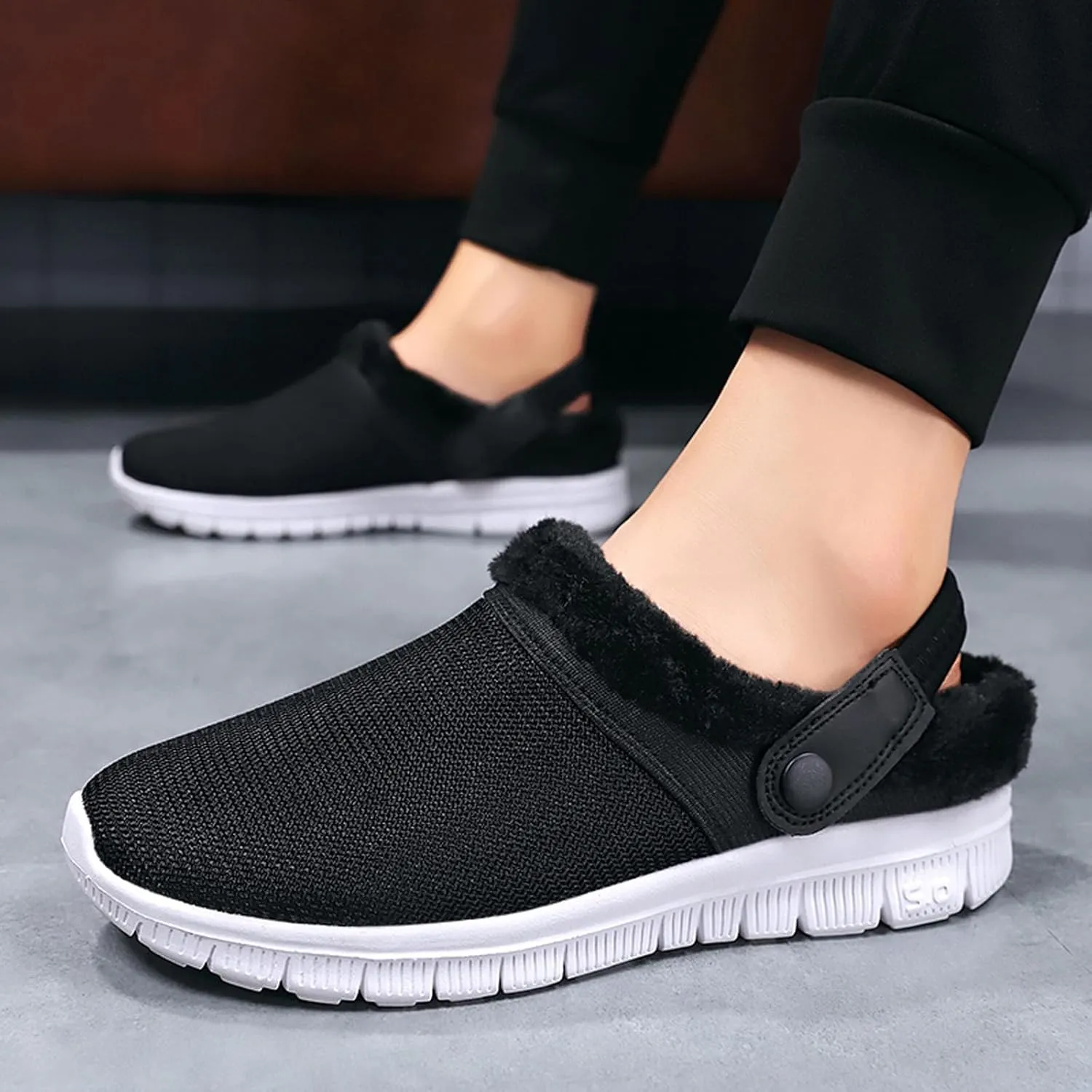 CERYTHRINA Men's Women's Fur Lined Clogs Warm Winter Garden Shoes Indoor Outdoor Slip-on Walking Slippers
