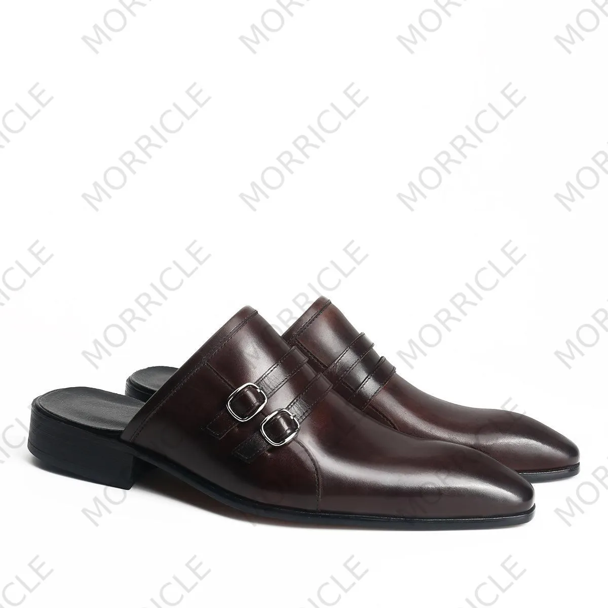 Chic Brown Backless Mules with Dual Straps
