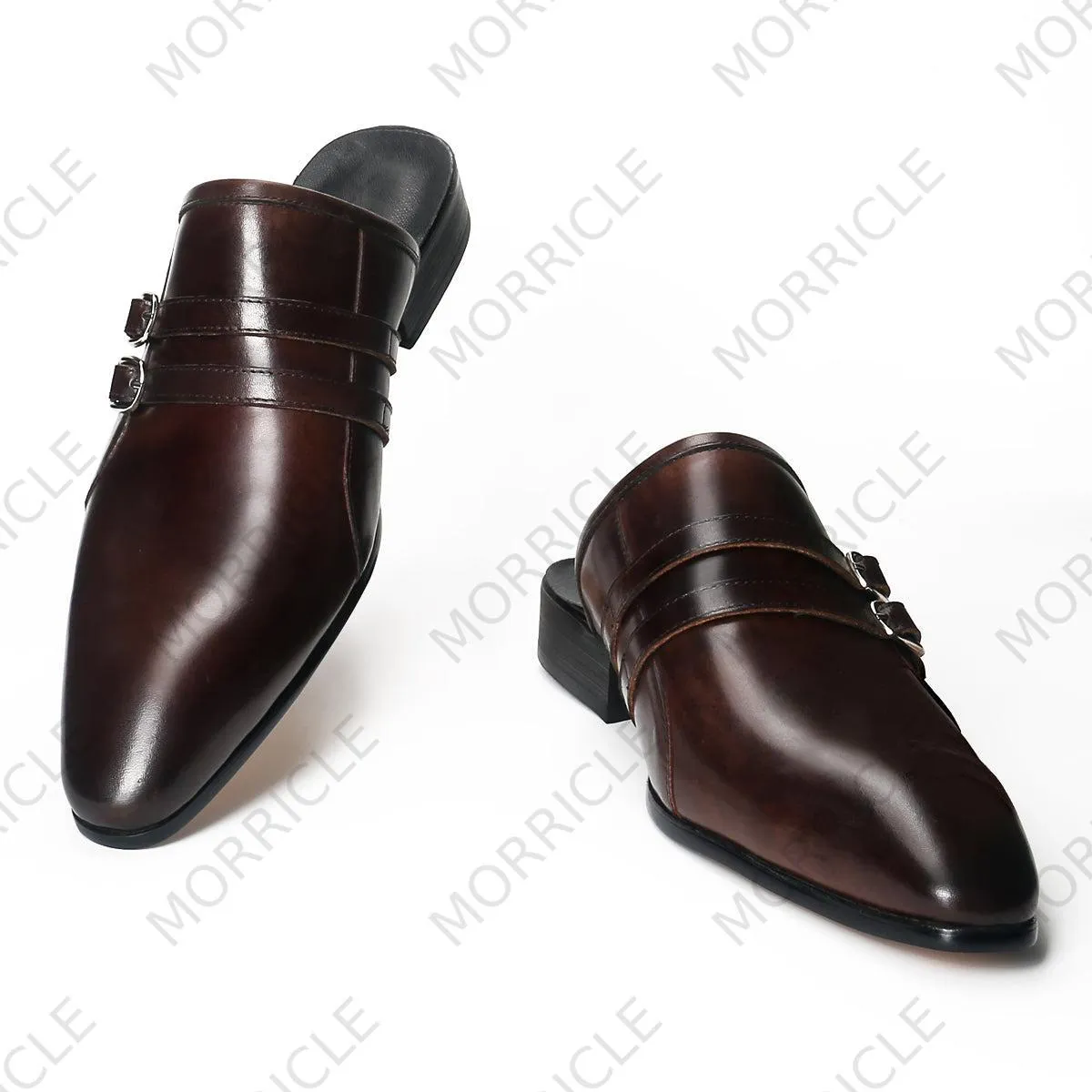 Chic Brown Backless Mules with Dual Straps