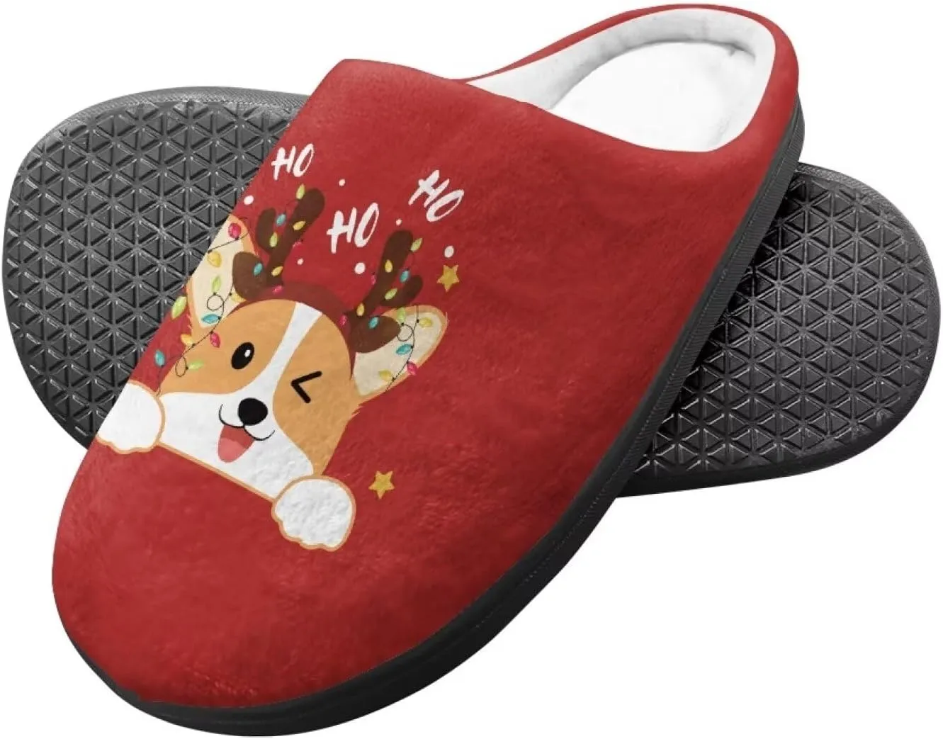 Christmas Kids Fuzzy Warm House Slippers for Girls Non Slip Rubber Sole Home Slippers for Toddlers Size 9-15