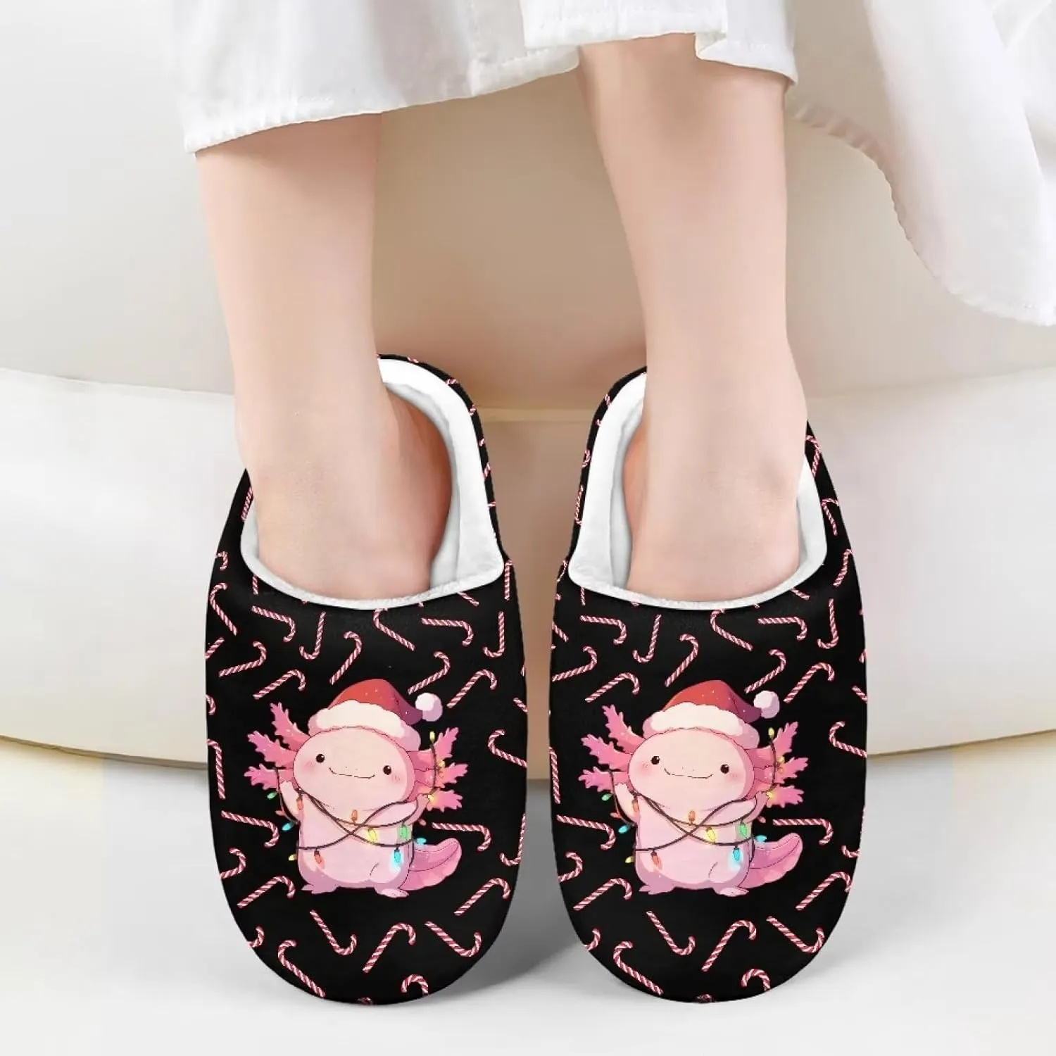 Christmas Kids Fuzzy Warm House Slippers for Girls Non Slip Rubber Sole Home Slippers for Toddlers Size 9-15
