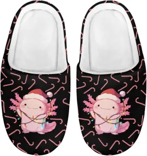 Christmas Kids Fuzzy Warm House Slippers for Girls Non Slip Rubber Sole Home Slippers for Toddlers Size 9-15