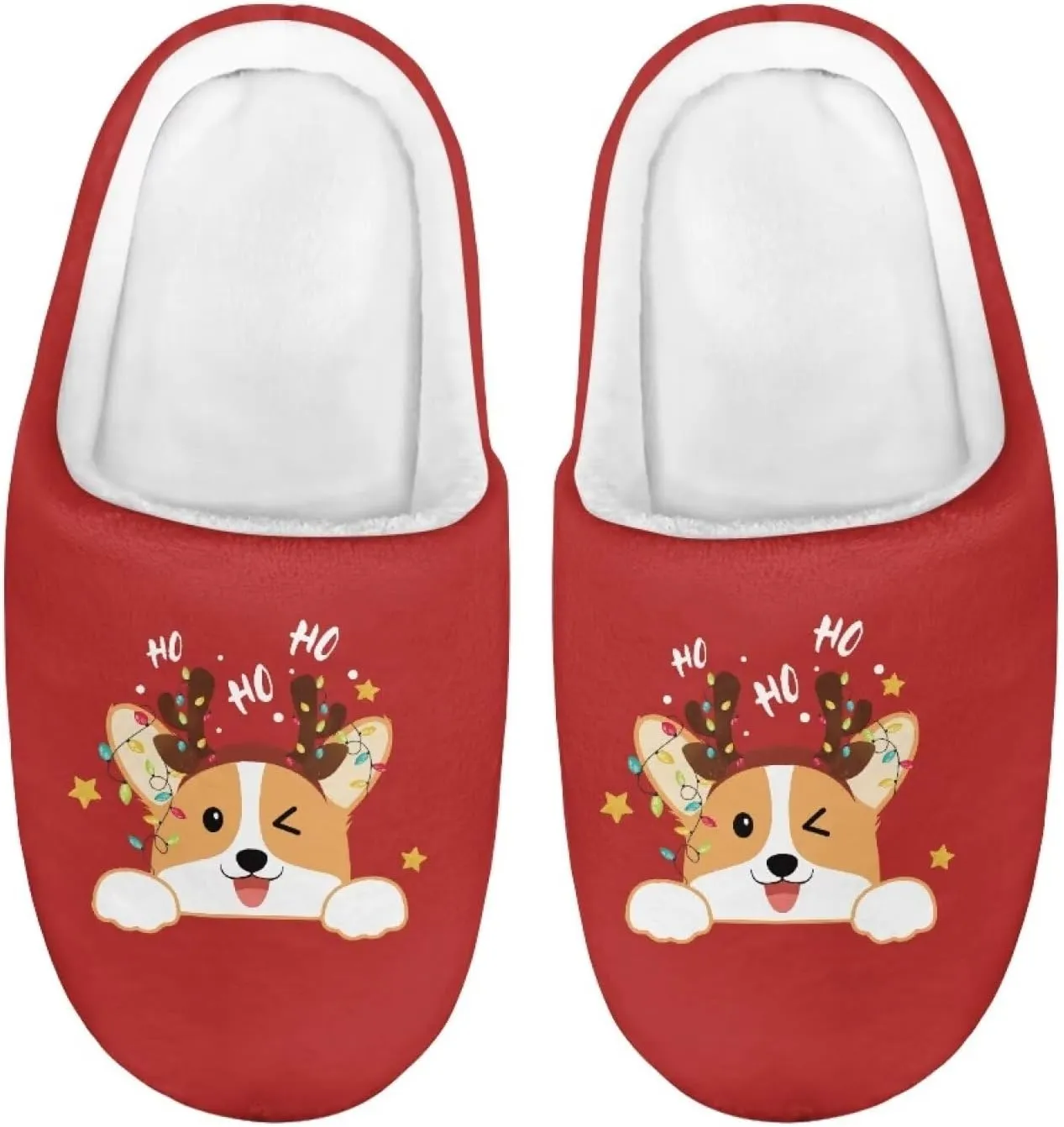 Christmas Kids Fuzzy Warm House Slippers for Girls Non Slip Rubber Sole Home Slippers for Toddlers Size 9-15