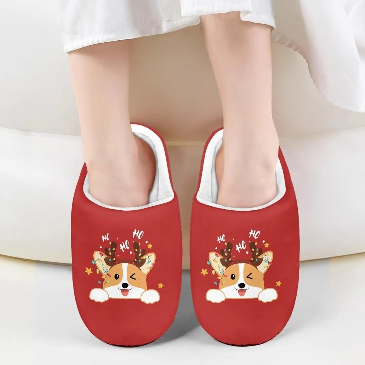 Christmas Kids Fuzzy Warm House Slippers for Girls Non Slip Rubber Sole Home Slippers for Toddlers Size 9-15