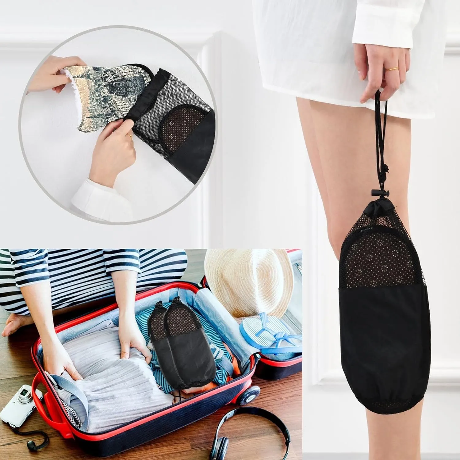 City at Dusk Mens Slip on Slippers, Home Slippers Portable Hospital Slippers with Storage Bag