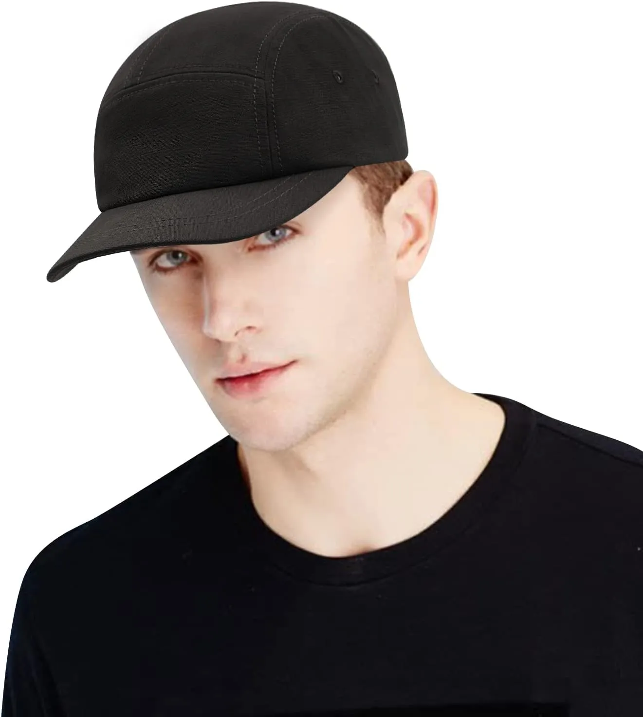 Clakllie Short Brim Baseball Fitted Cap Fashion 5 Panel Camp Caps Low Profile Dad Hat Snapback Hip Hop Cap Trucker Hats