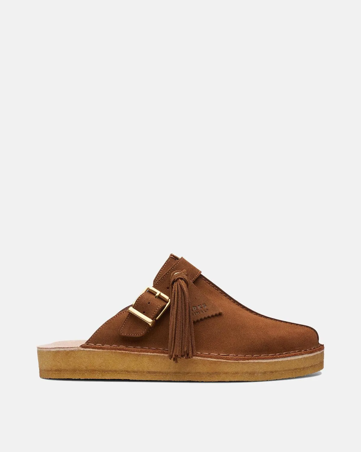 CLARKS ORIGINALS WOMENS TREK MULES CARAMEL SUEDE