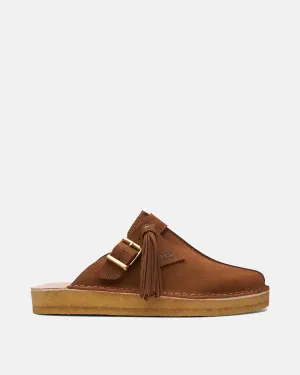 CLARKS ORIGINALS WOMENS TREK MULES CARAMEL SUEDE