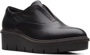 Clarks Womens Airabell Sky Leather Slip On Oxfords Black 5 Medium (B,M)