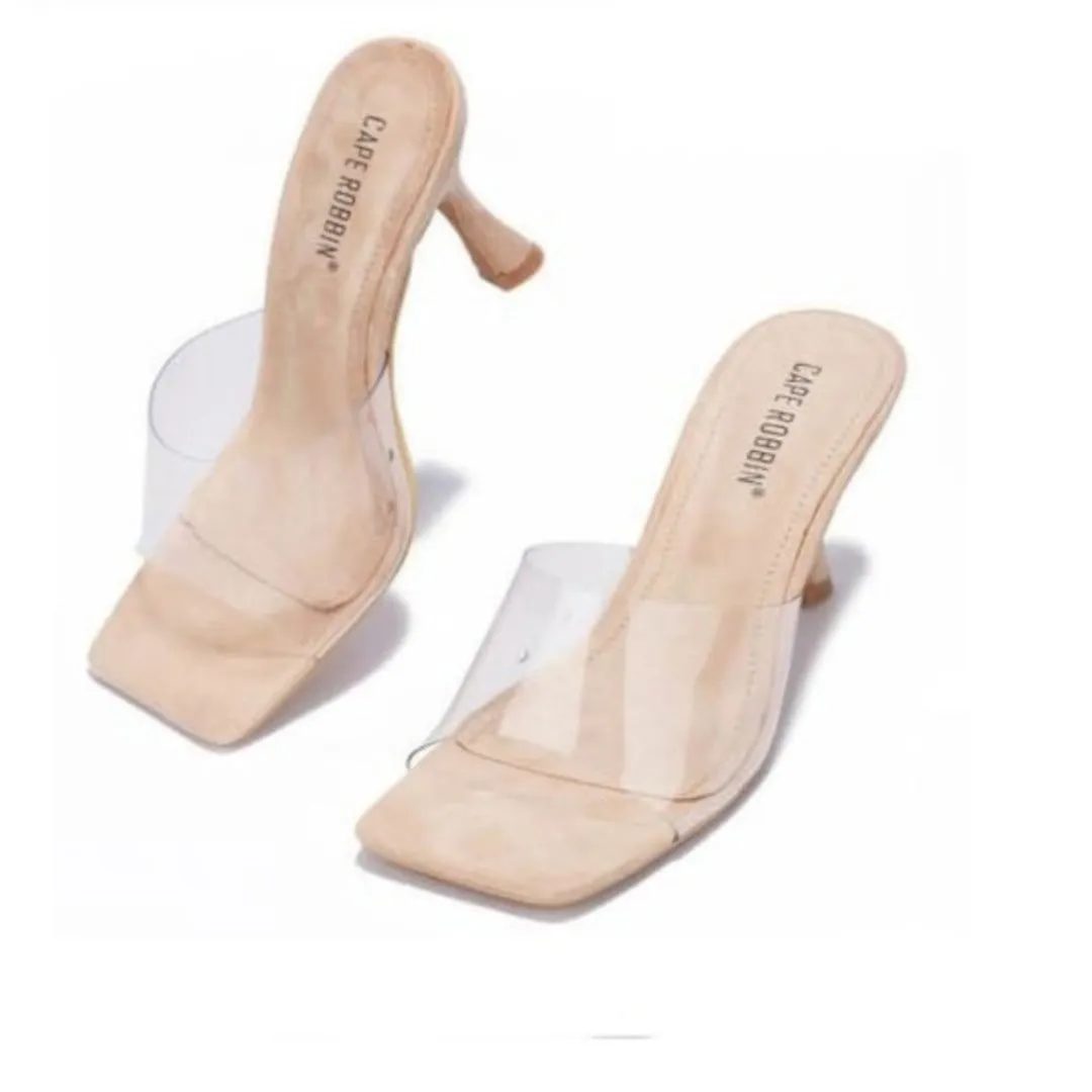 Clear Mule Heels - Nude