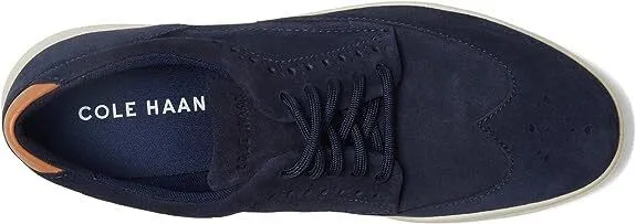 Cole Haan Mens Grand Crosscourt Wing Tip Sneaker Navy Blazer Suede/Ivory C36875