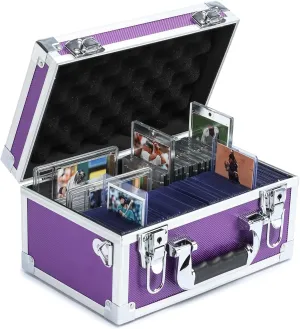 Collectable Trading Card Cases, Toploaders Storage Box, Magnetic Card Storage Hard Cabinet, Graded Card Storage Case, Sports & Trading Collector Storage Box (Purple)