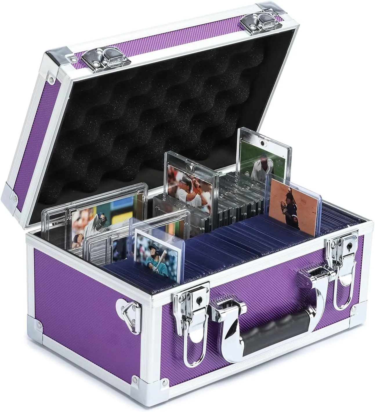Collectable Trading Card Cases, Toploaders Storage Box, Magnetic Card Storage Hard Cabinet, Graded Card Storage Case, Sports & Trading Collector Storage Box (Purple)
