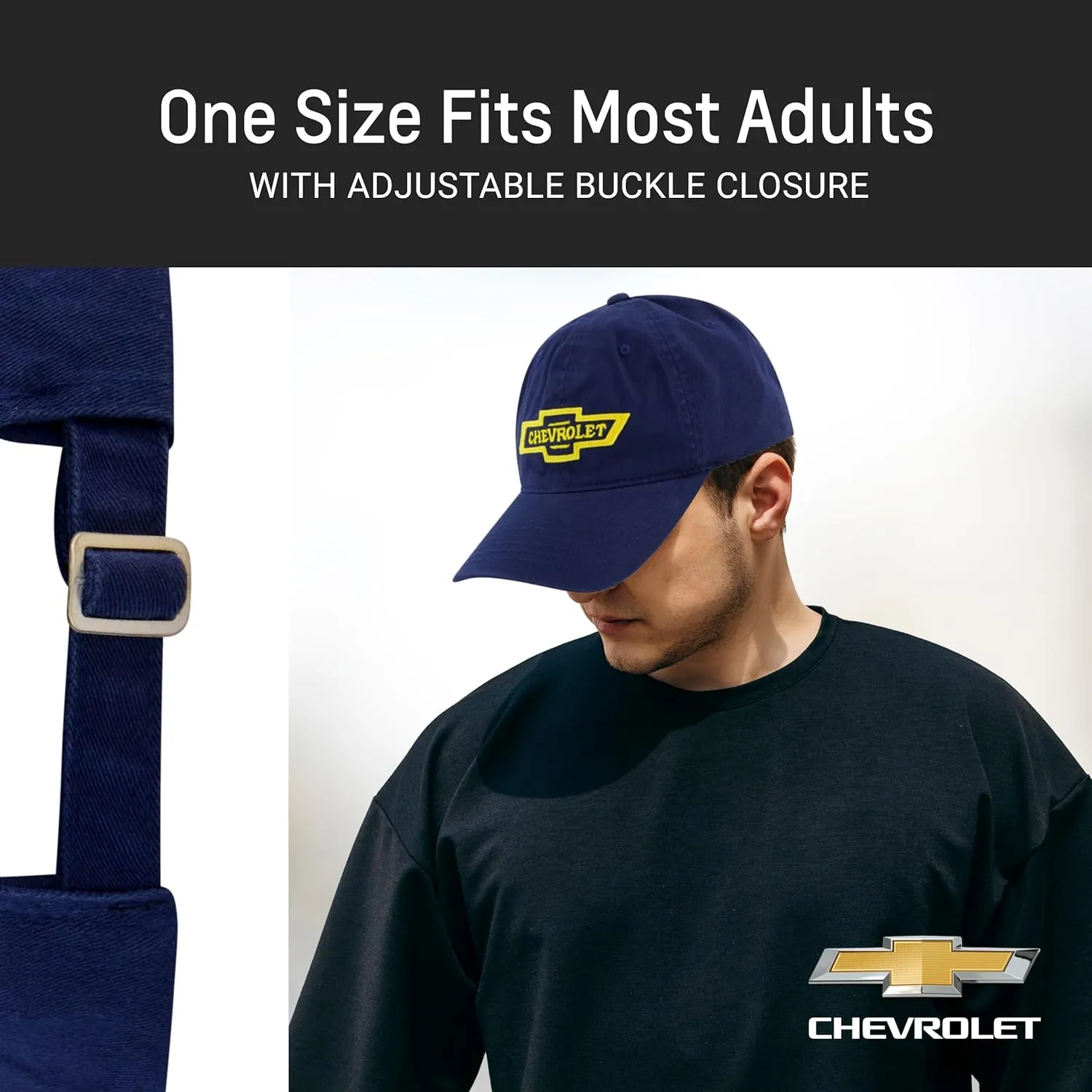Concept One Chevrolet Dad Hat, Logo Cotton Adjustable Baseball Cap with Curved Brim