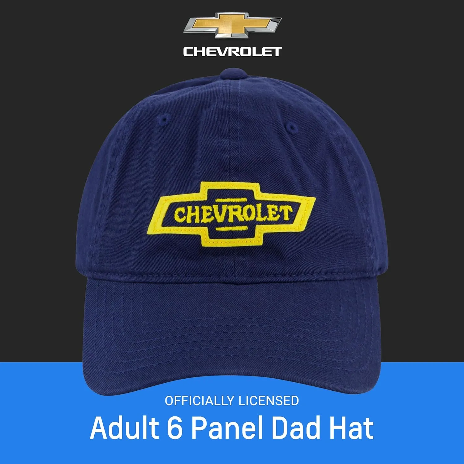 Concept One Chevrolet Dad Hat, Logo Cotton Adjustable Baseball Cap with Curved Brim