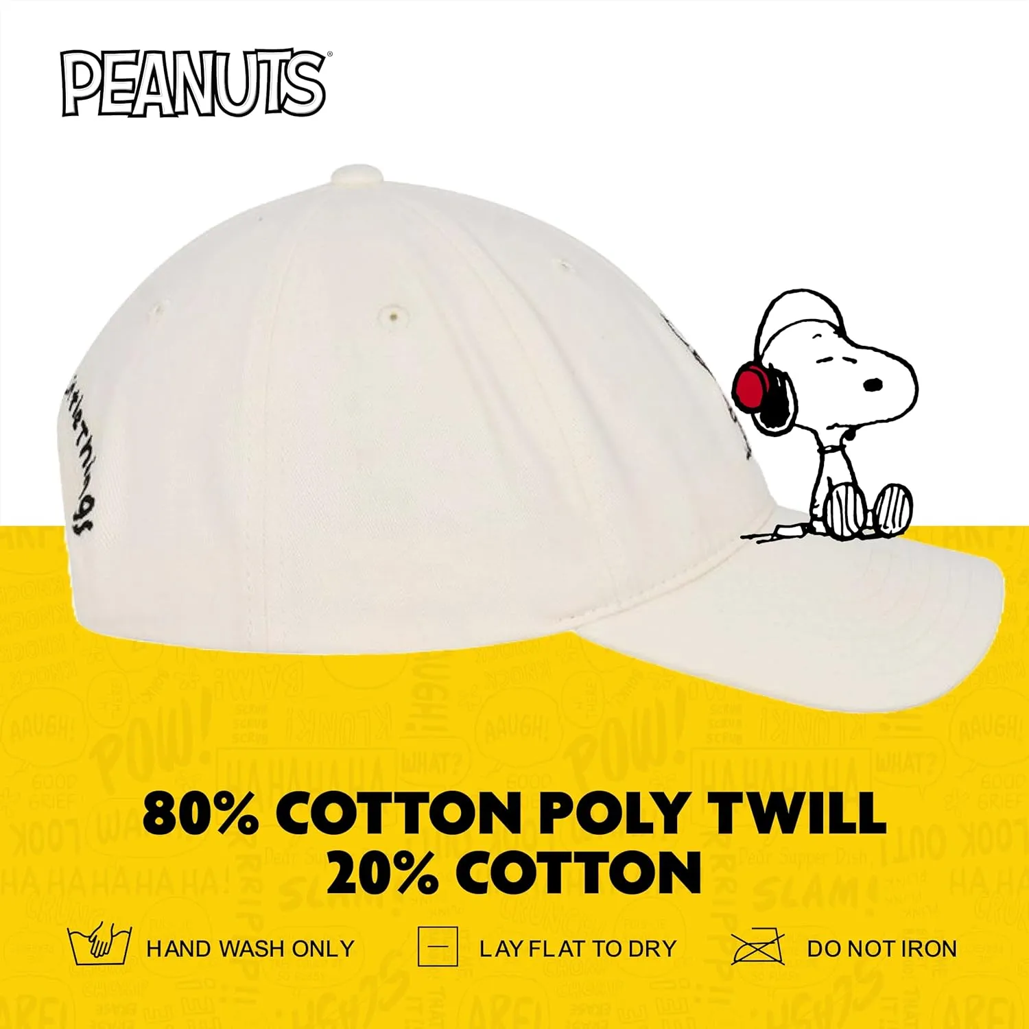 Concept One Peanuts Snoopy Dad Hat, Adult Baseball Cap with Curved Brim