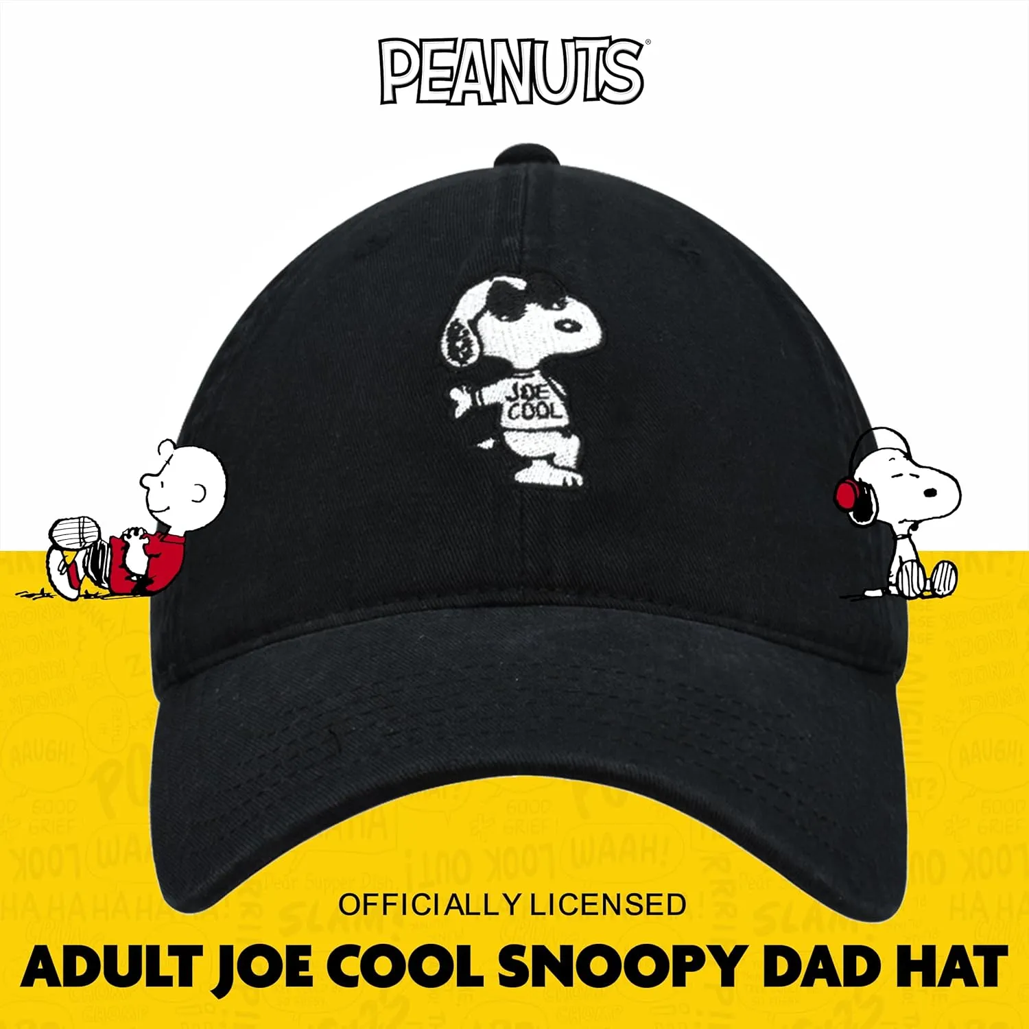 Concept One Peanuts Snoopy Dad Hat, Adult Baseball Cap with Curved Brim