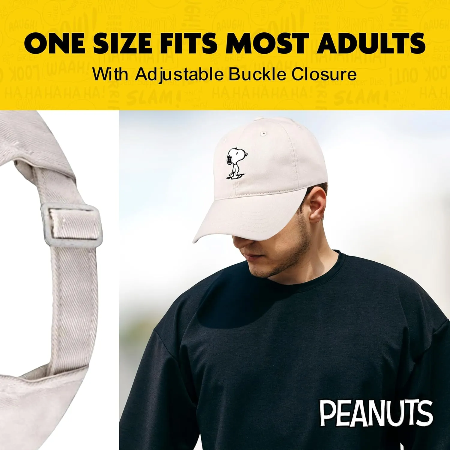 Concept One Peanuts Snoopy Dad Hat, Adult Baseball Cap with Curved Brim