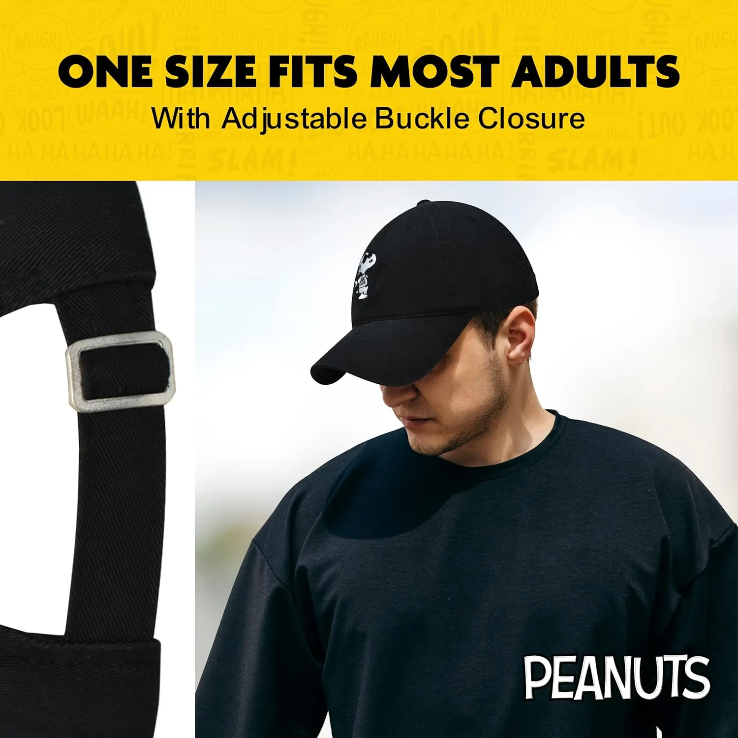 Concept One Peanuts Snoopy Dad Hat, Adult Baseball Cap with Curved Brim