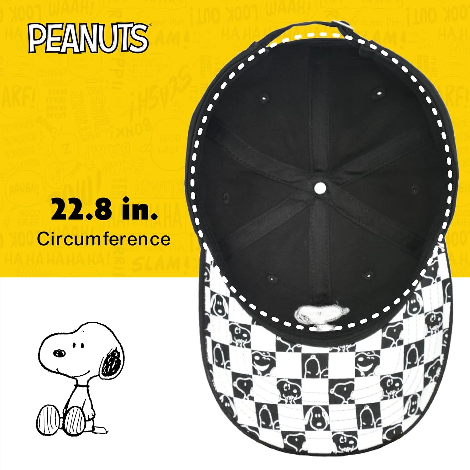 Concept One Peanuts Snoopy Dad Hat, Adult Baseball Cap with Curved Brim