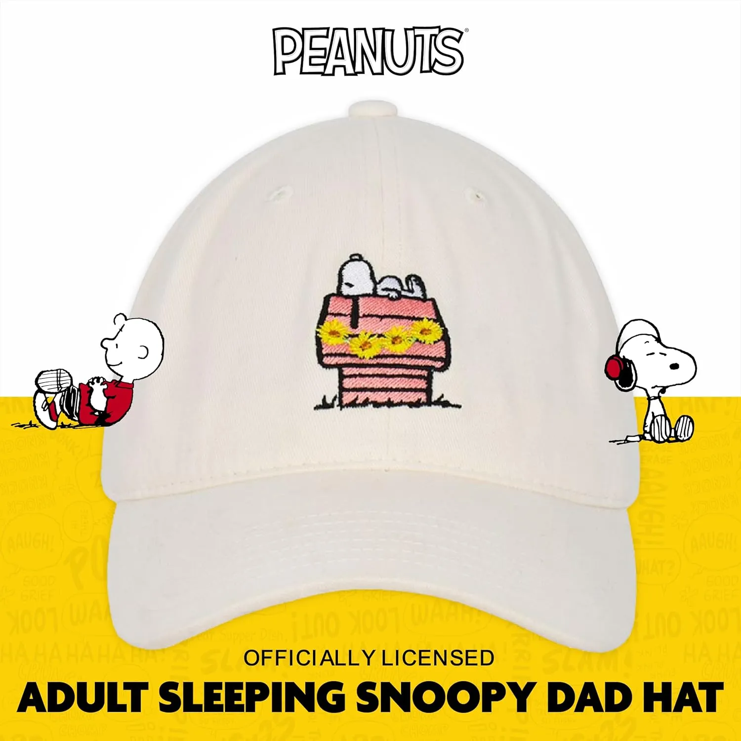 Concept One Peanuts Snoopy Dad Hat, Adult Baseball Cap with Curved Brim