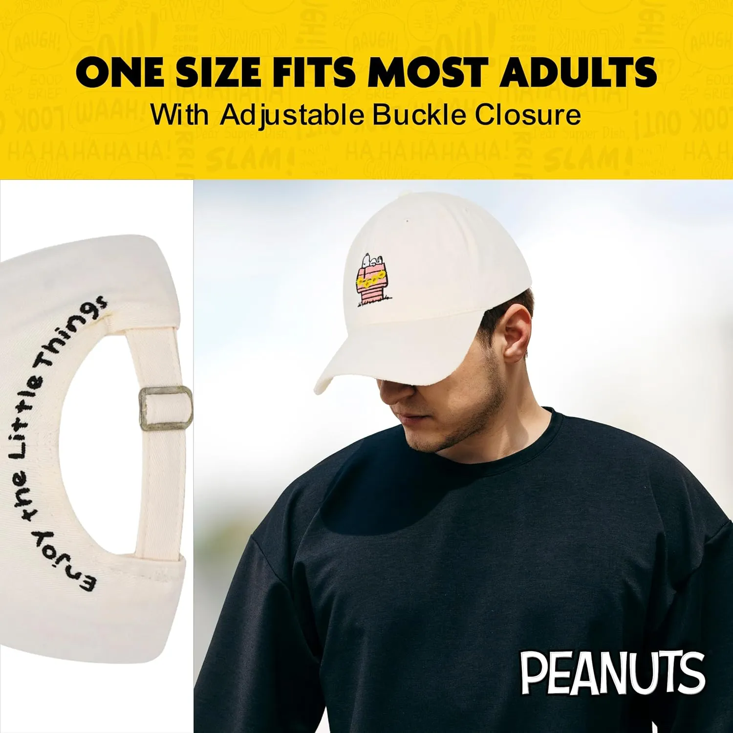 Concept One Peanuts Snoopy Dad Hat, Adult Baseball Cap with Curved Brim