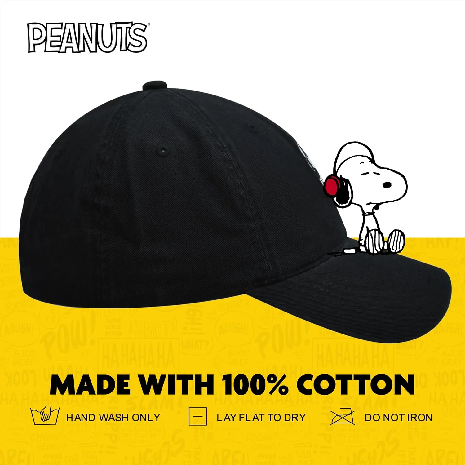 Concept One Peanuts Snoopy Dad Hat, Adult Baseball Cap with Curved Brim